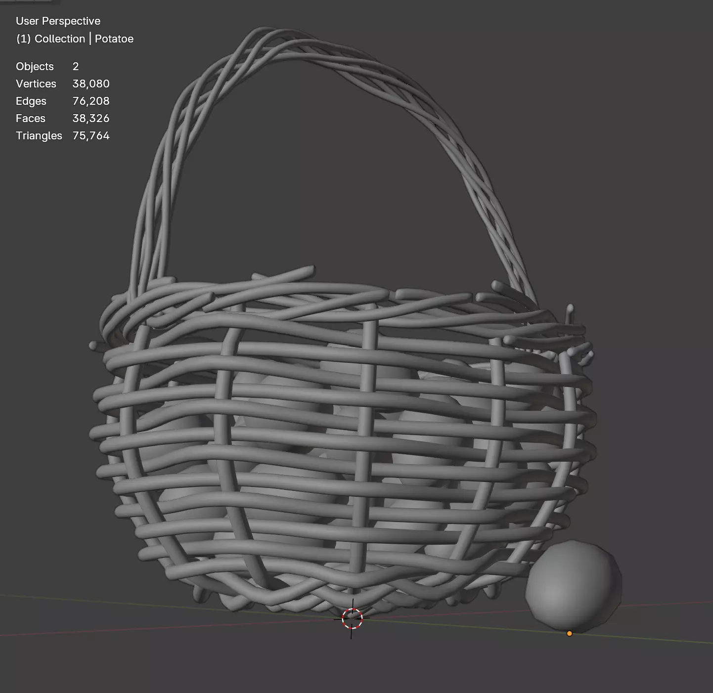 Basket of Potatoes Low-poly 3D model_21