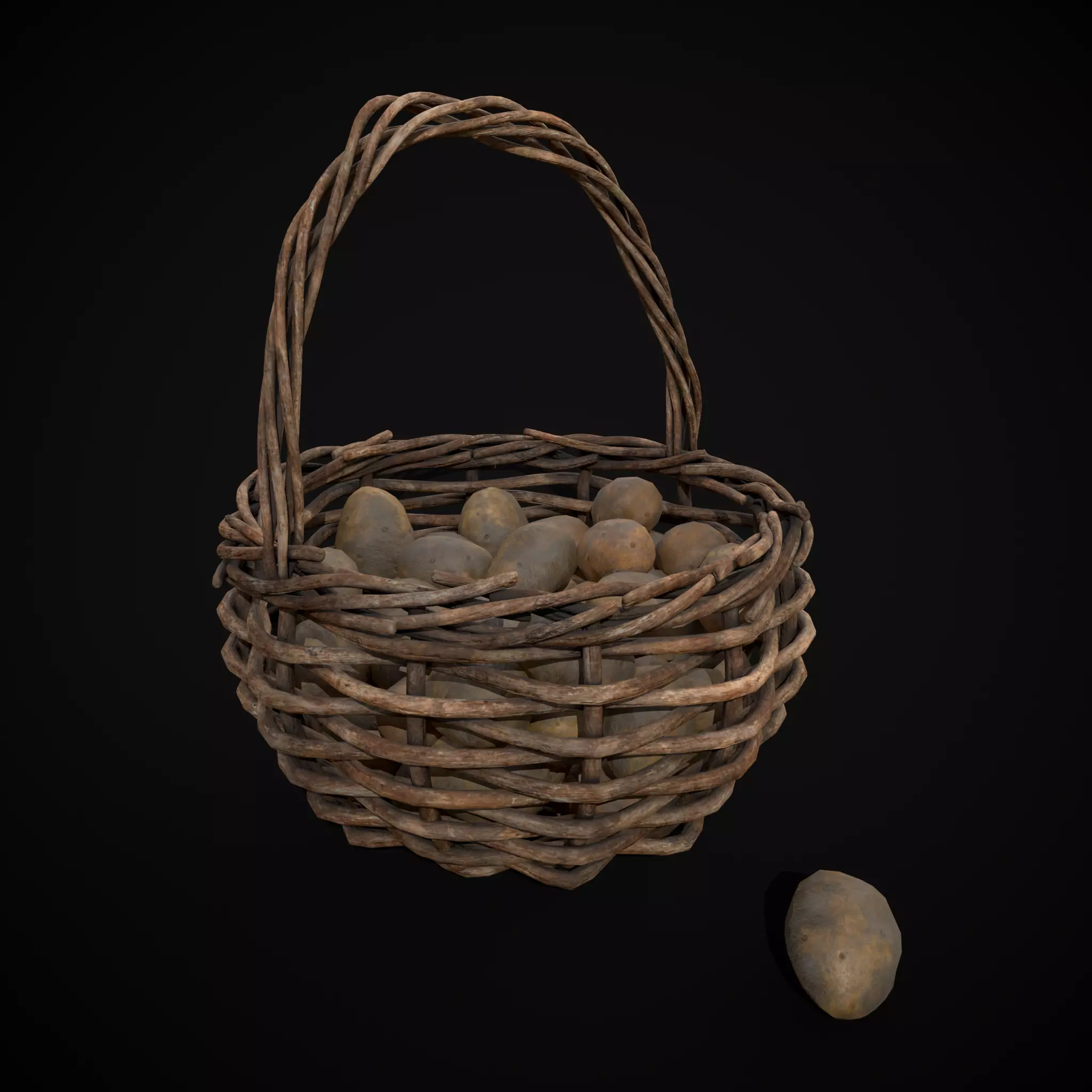 Basket of Potatoes Low-poly 3D model_17
