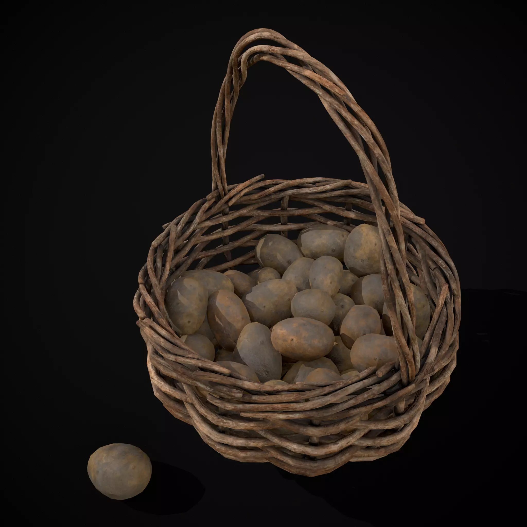Basket of Potatoes Low-poly 3D model_0