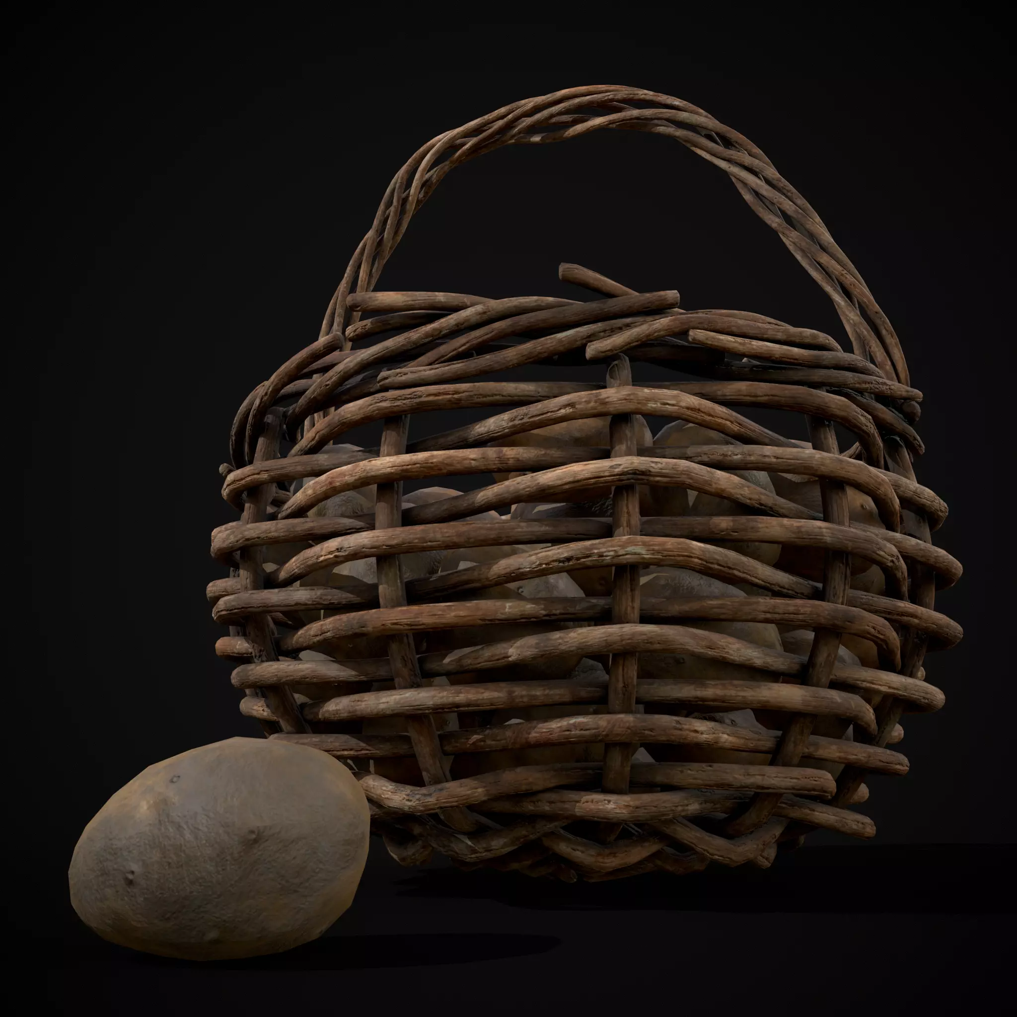 Basket of Potatoes Low-poly 3D model_11