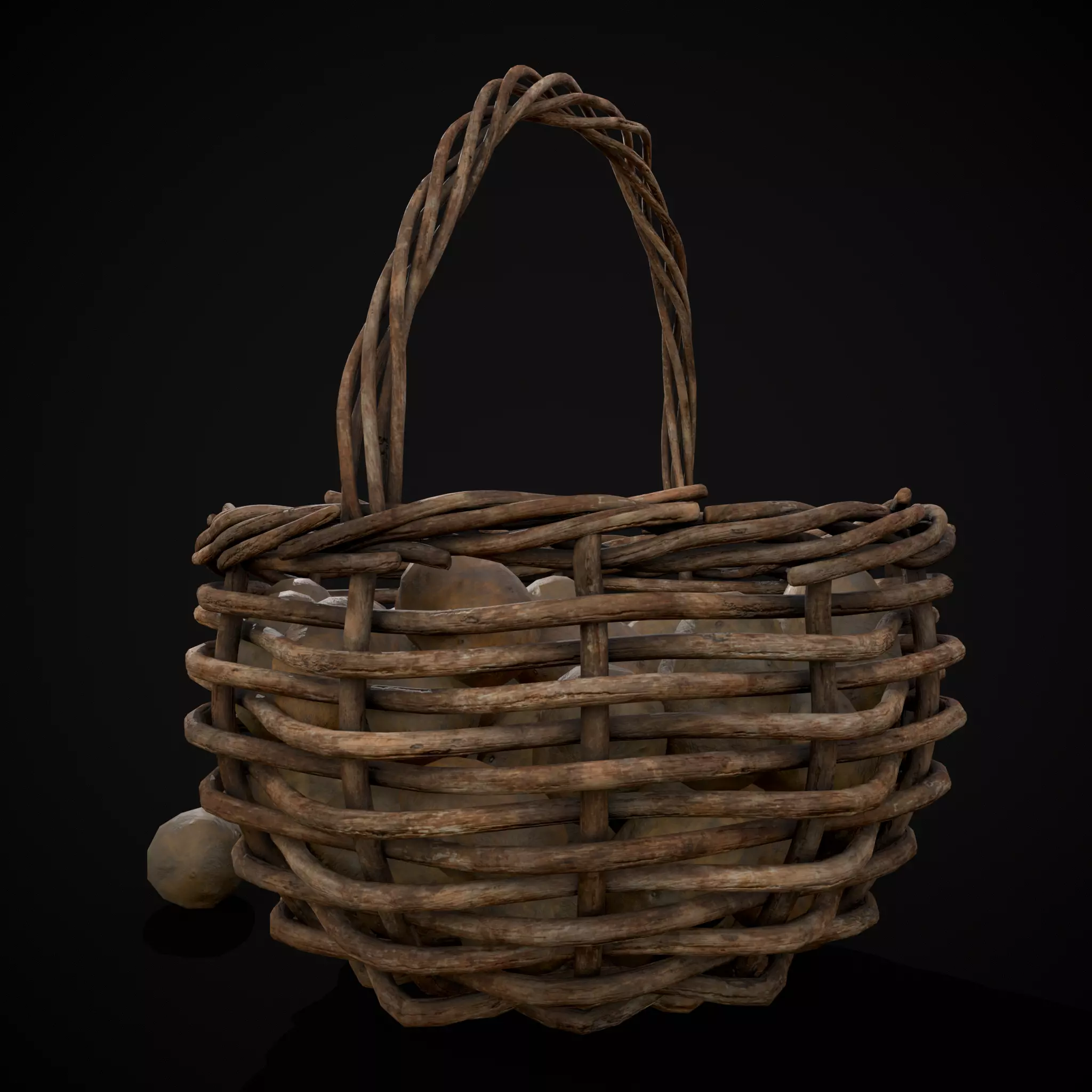 Basket of Potatoes Low-poly 3D model_7