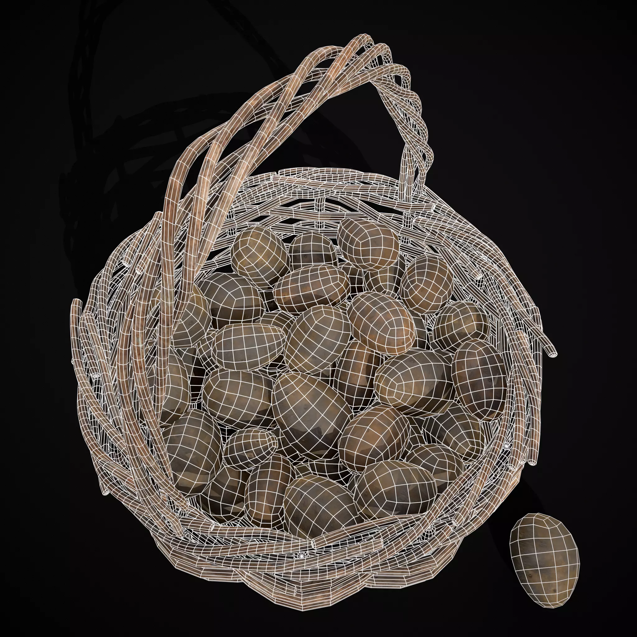 Basket of Potatoes Low-poly 3D model_6