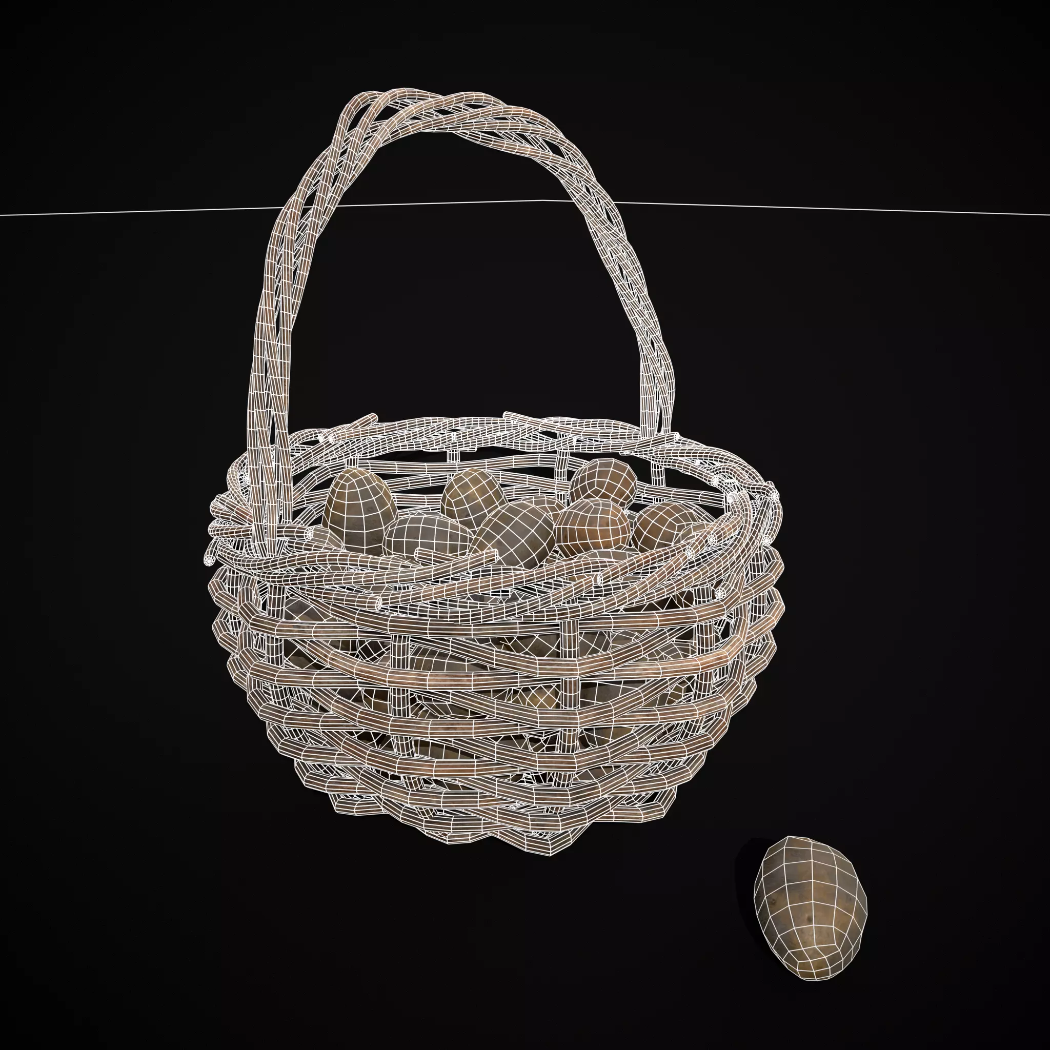 Basket of Potatoes Low-poly 3D model_18