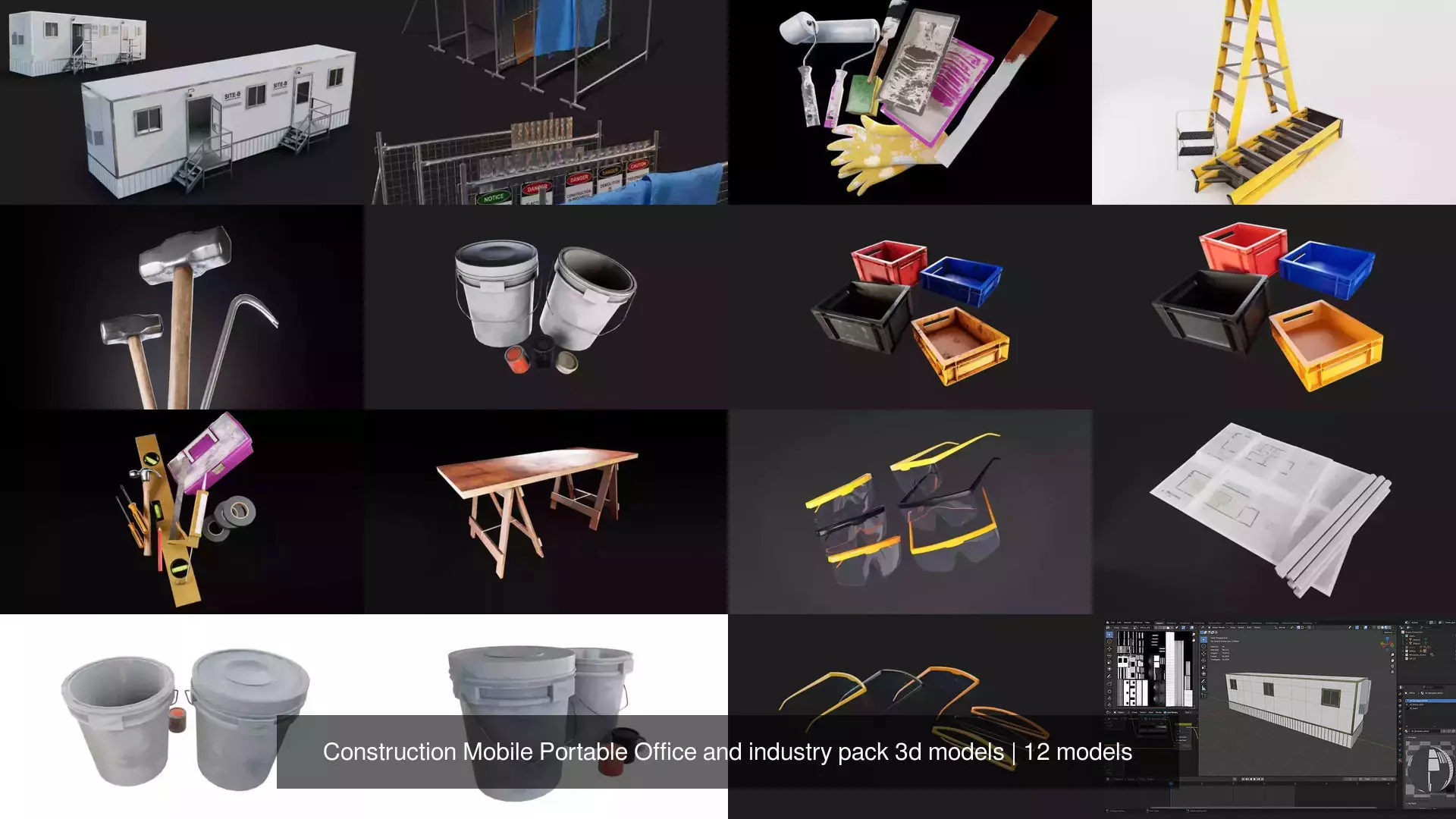 Construction Mobile Portable Office and industry pack 3d models 3D Model Collection_0