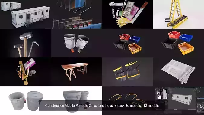 Construction Mobile Portable Office and industry pack 3d models 3D Model Collection