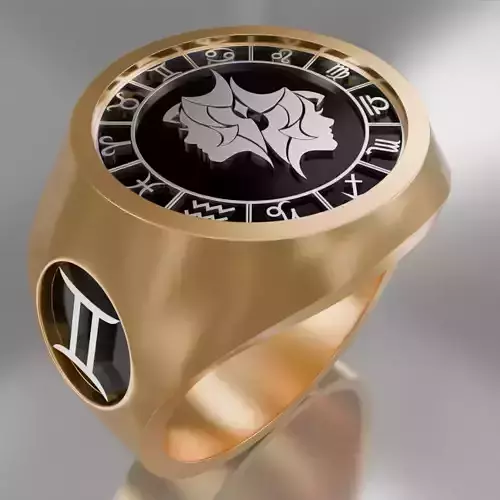 Twins zodiak symbol ring 3D model for 3D printing