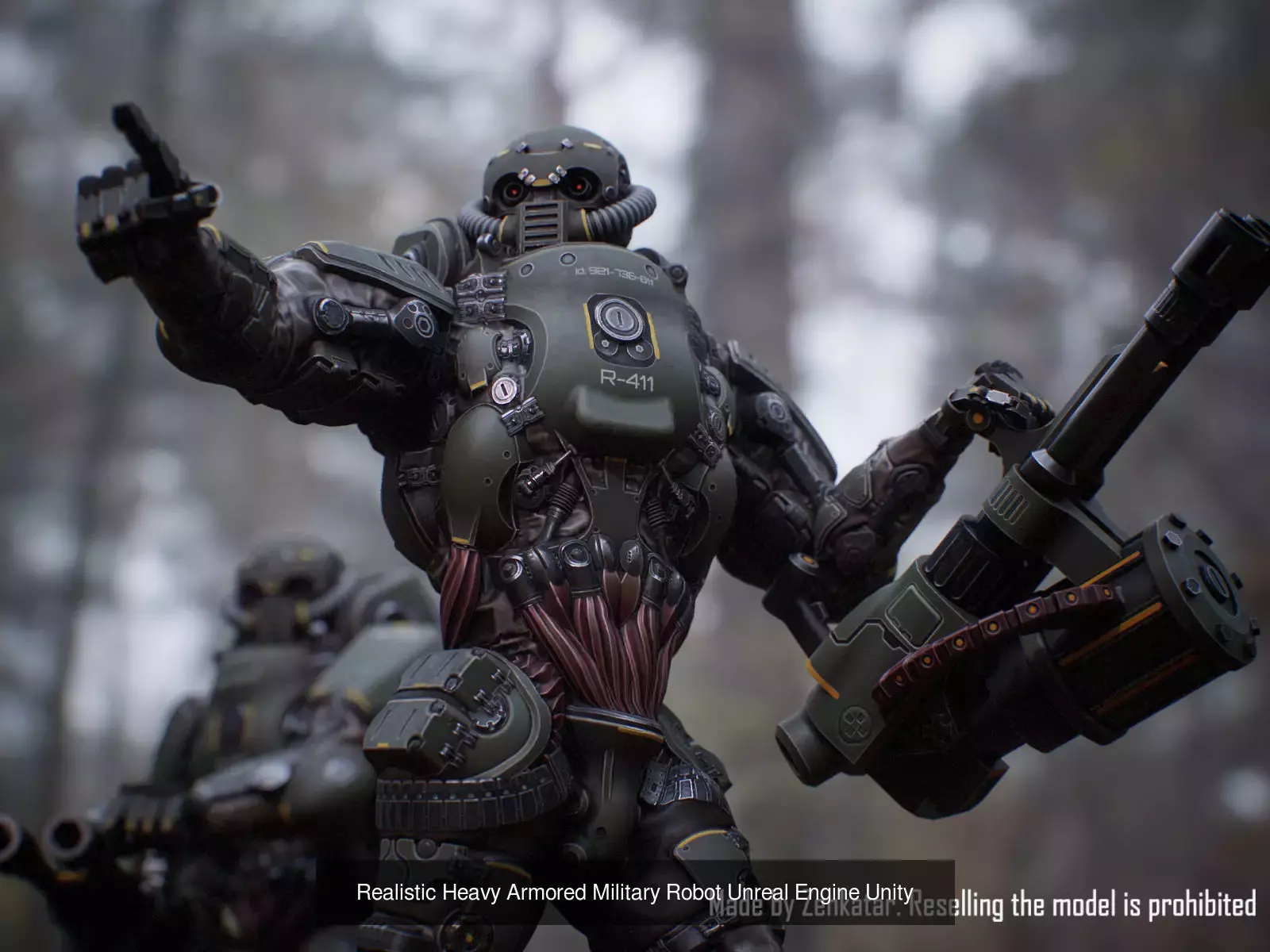 Heavily armored sci-fi military robots squad 3D Model Collection_6