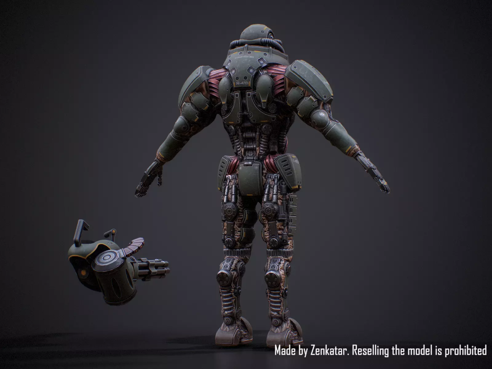 Heavily armored sci-fi military robots squad 3D Model Collection_15