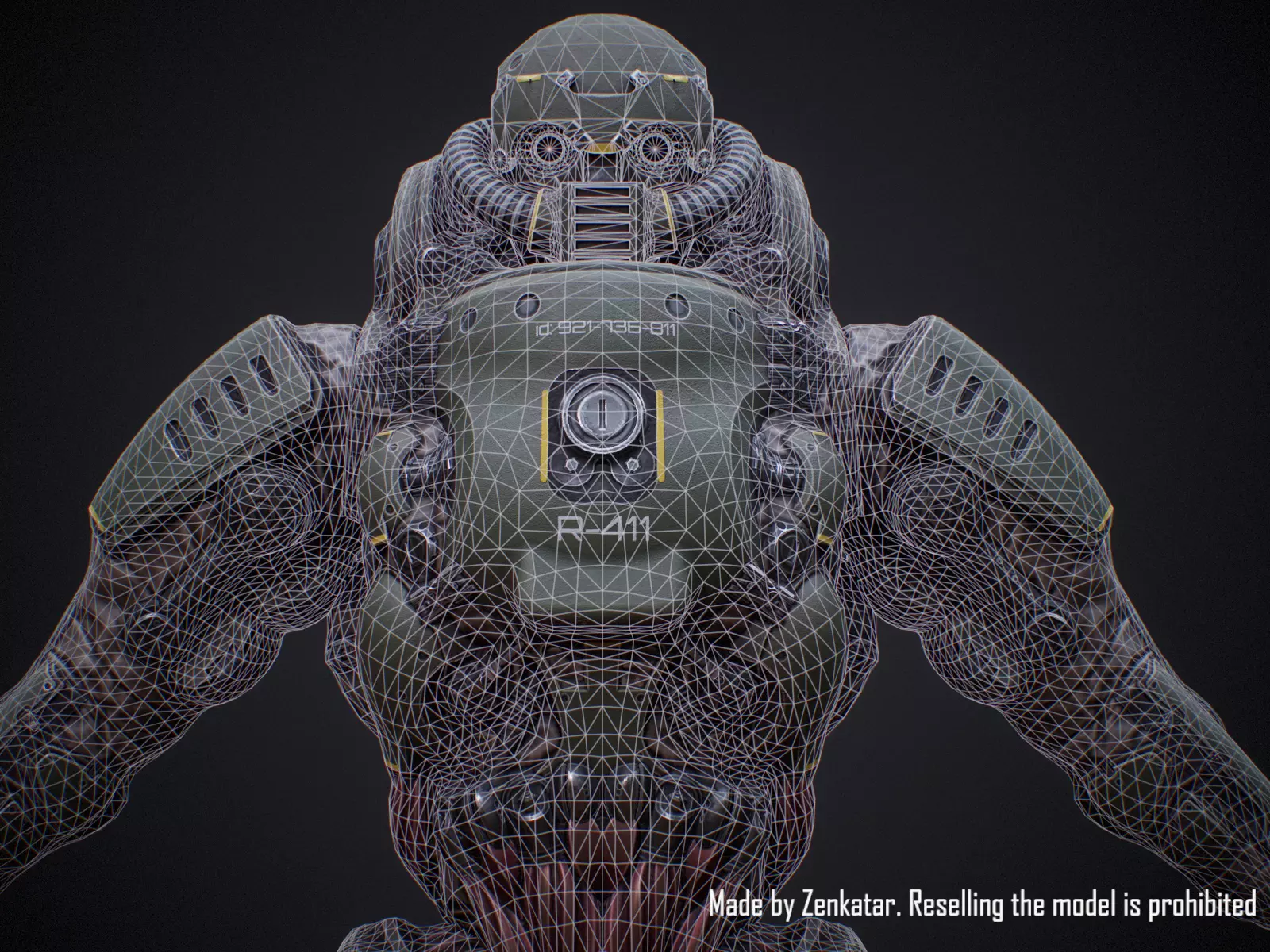 Heavily armored sci-fi military robots squad 3D Model Collection_17