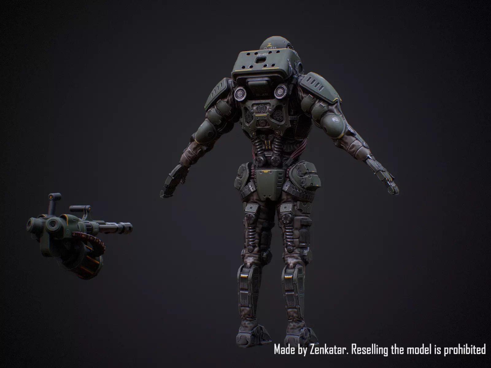 Heavily armored sci-fi military robots squad 3D Model Collection_13