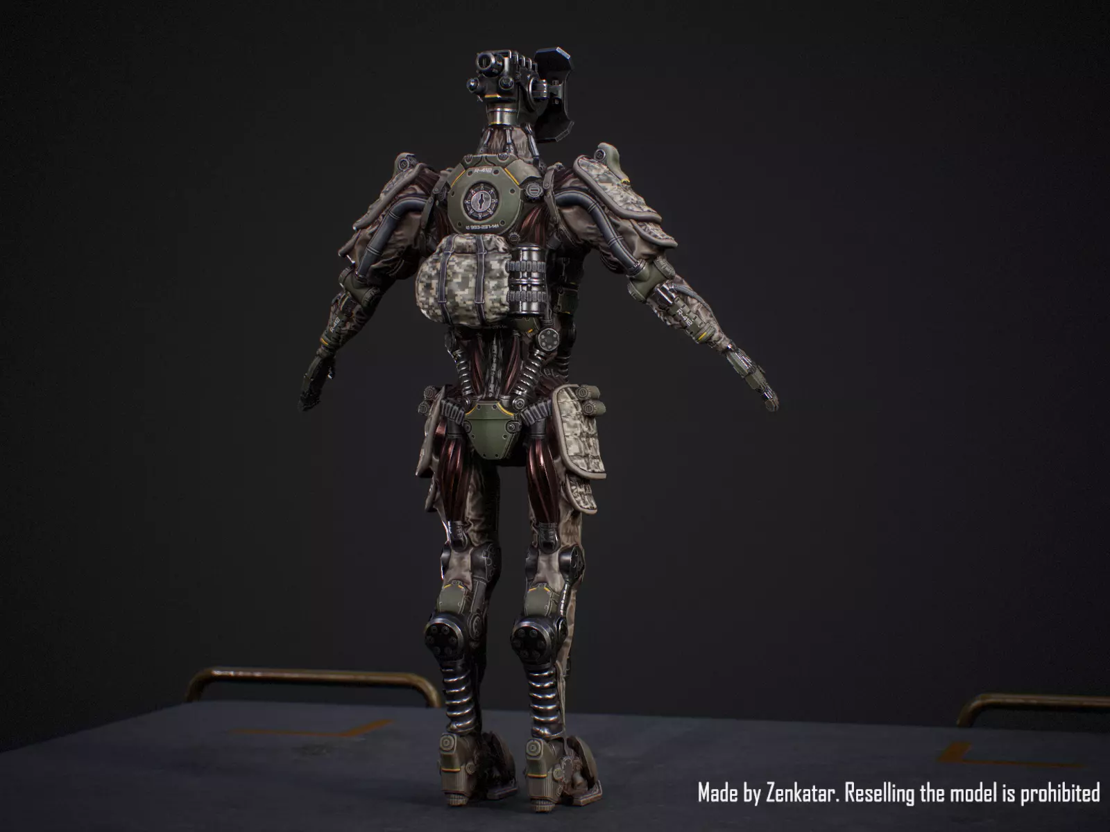 Heavily armored sci-fi military robots squad 3D Model Collection_11