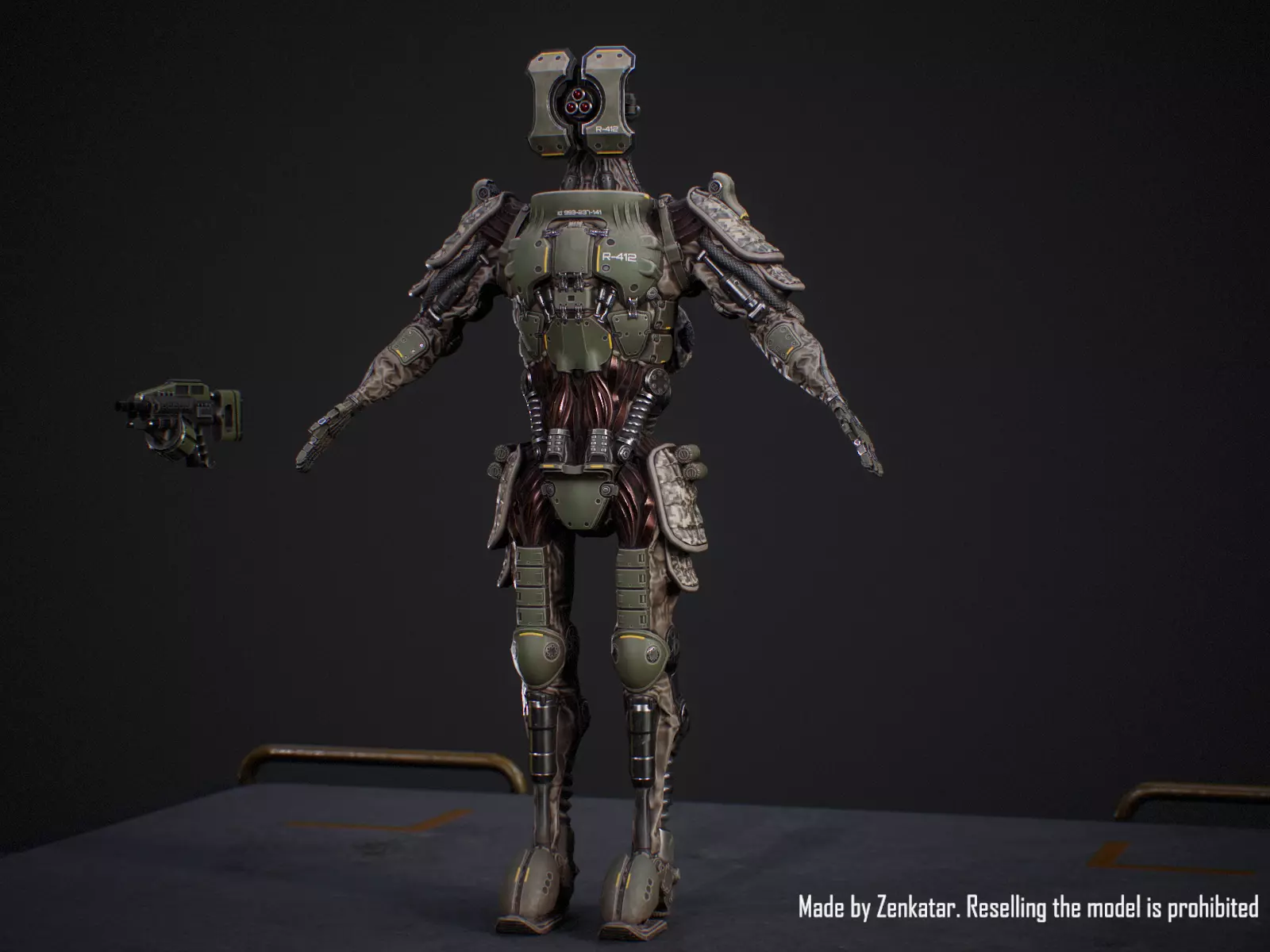 Heavily armored sci-fi military robots squad 3D Model Collection_10