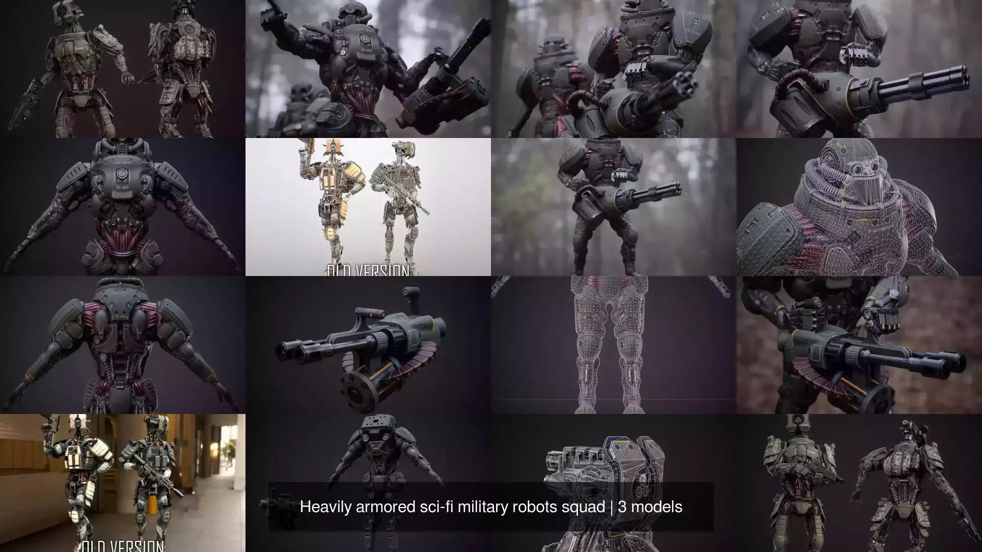 Heavily armored sci-fi military robots squad 3D Model Collection_4