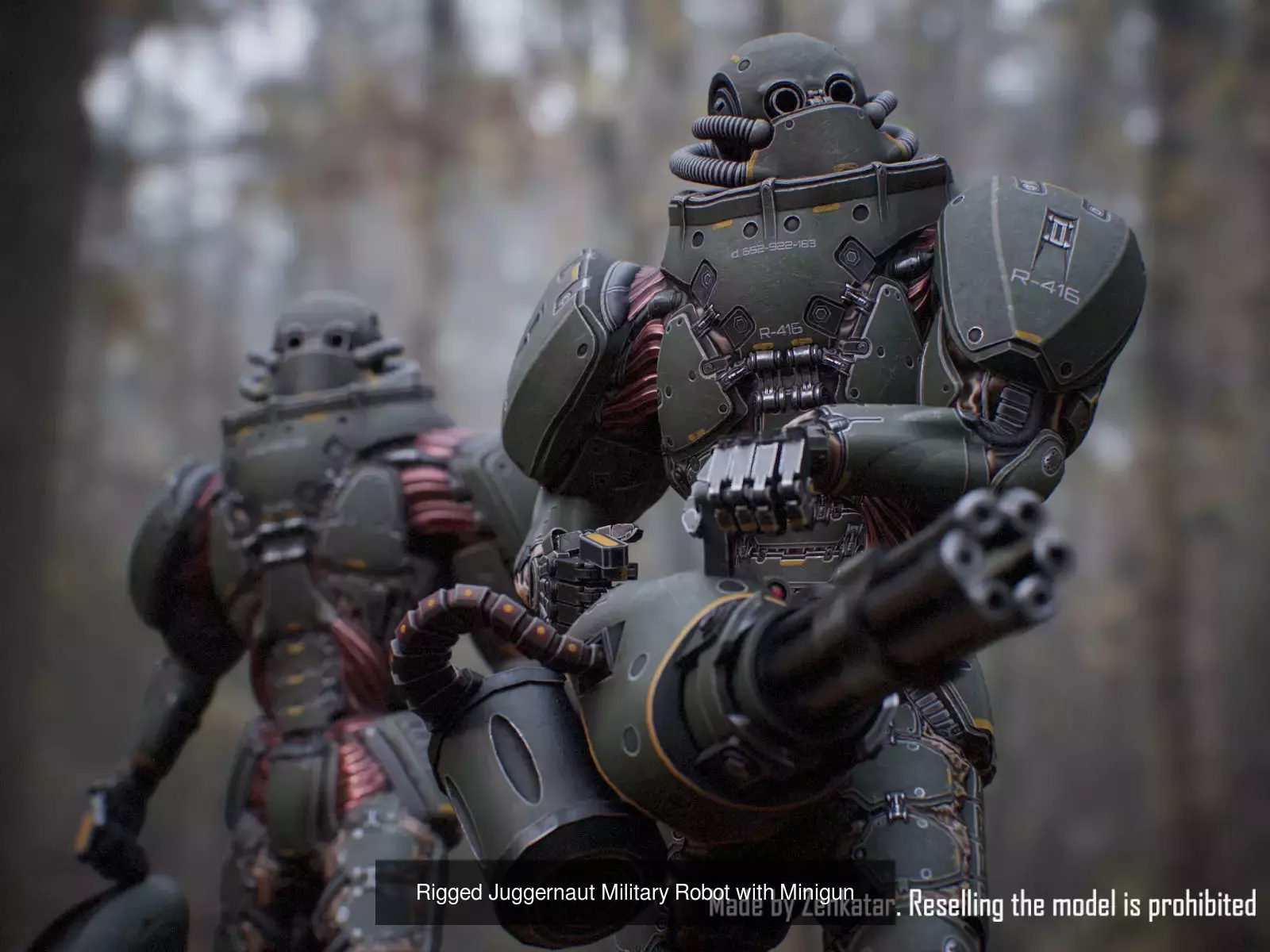 Heavily armored sci-fi military robots squad 3D Model Collection_8