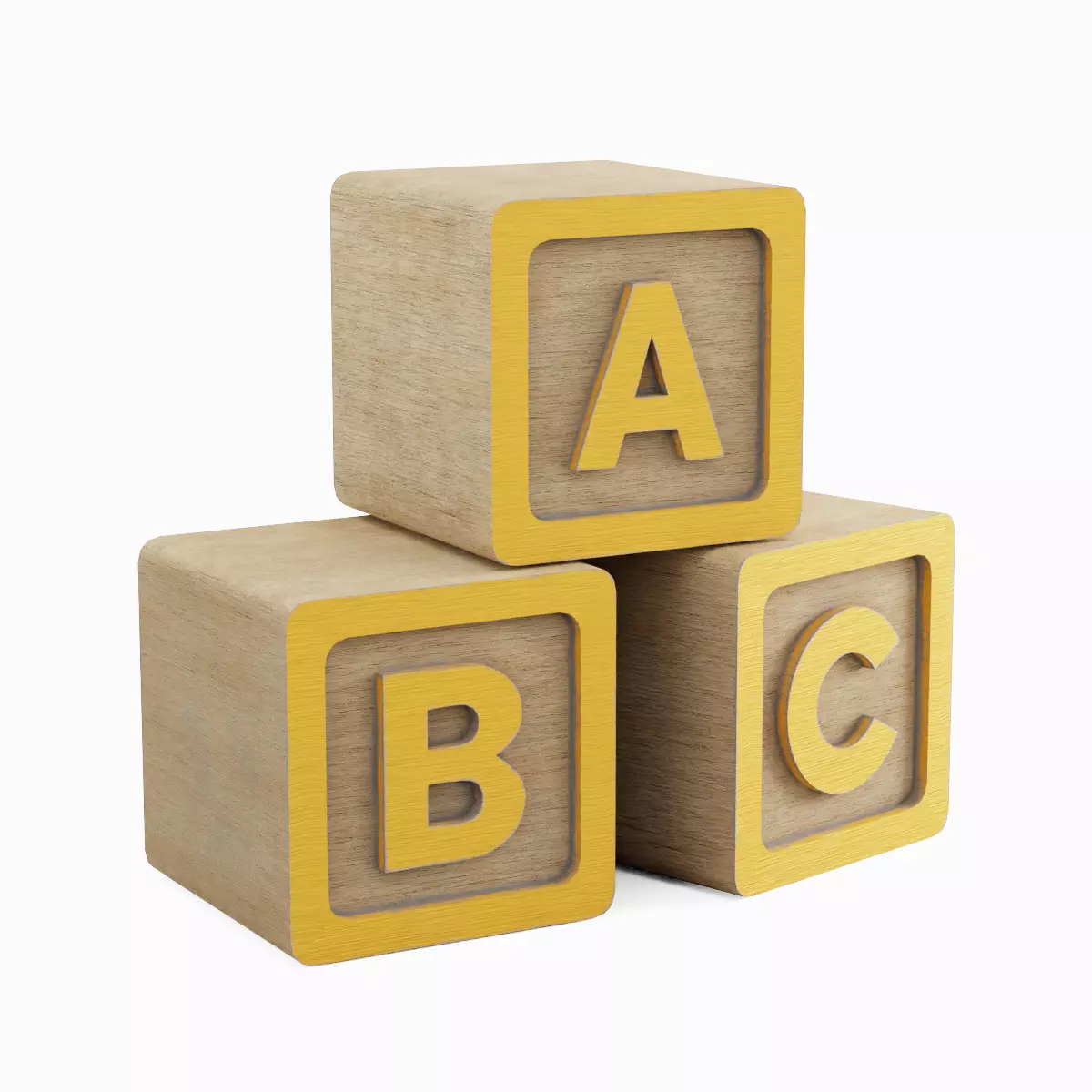 ABC Blocks Set Low-poly 3D model_21