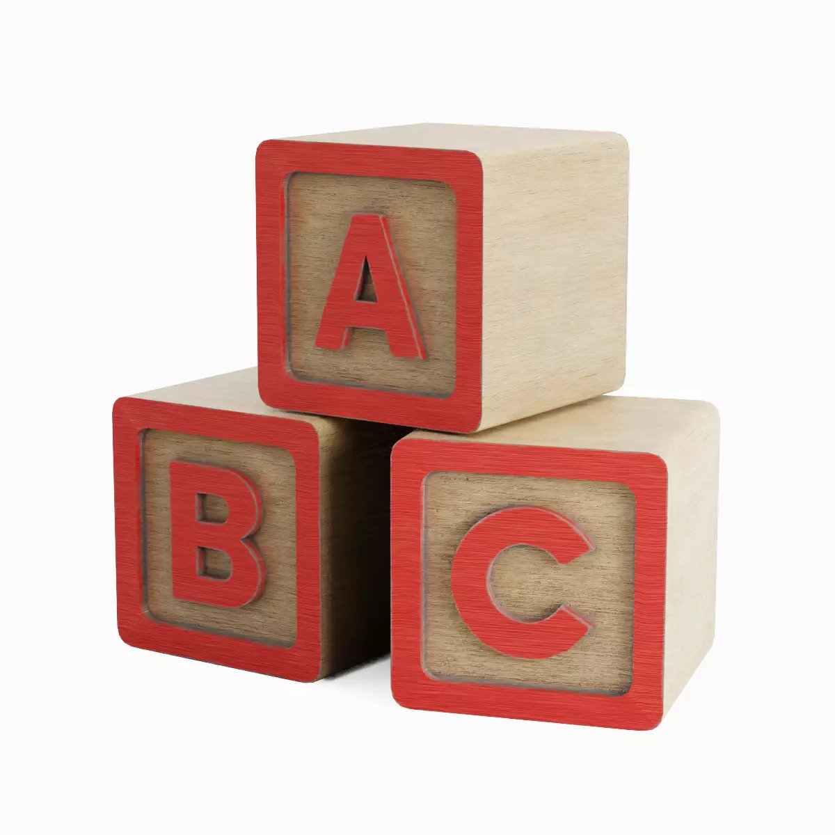 ABC Blocks Set Low-poly 3D model_13