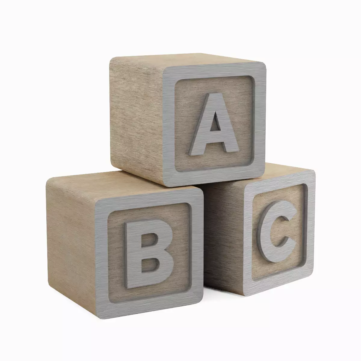 ABC Blocks Set Low-poly 3D model_8