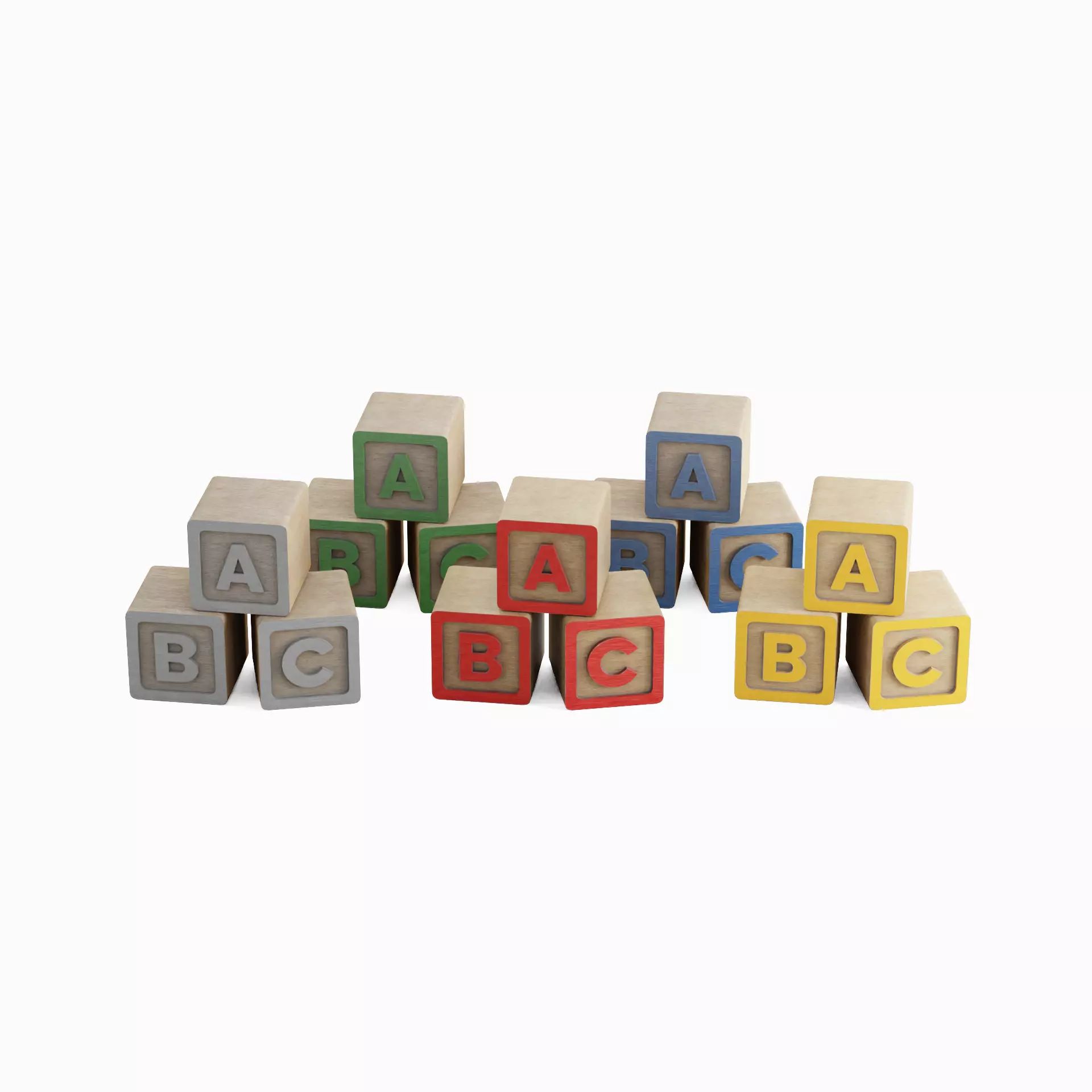 ABC Blocks Set Low-poly 3D model_0