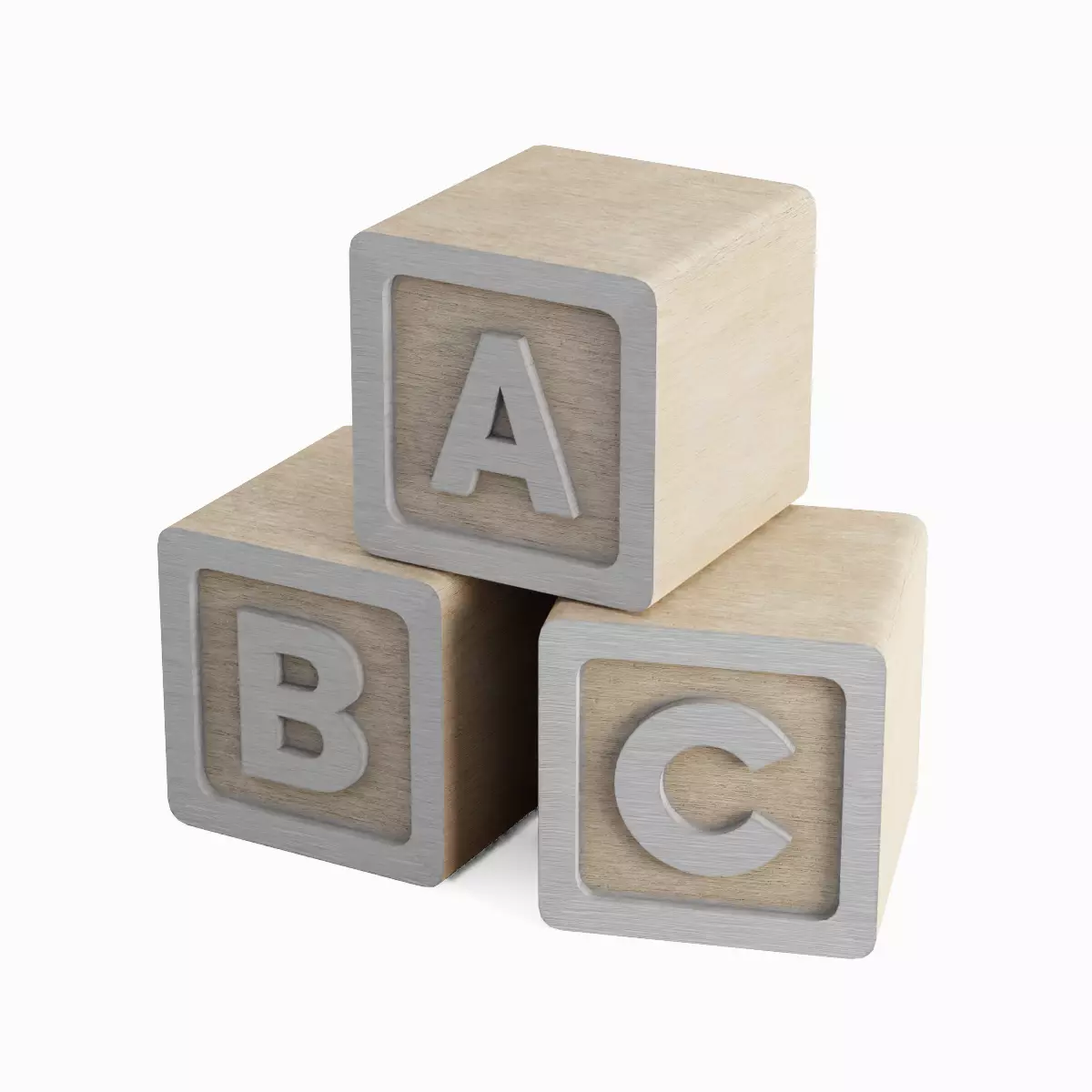 ABC Blocks Set Low-poly 3D model_12