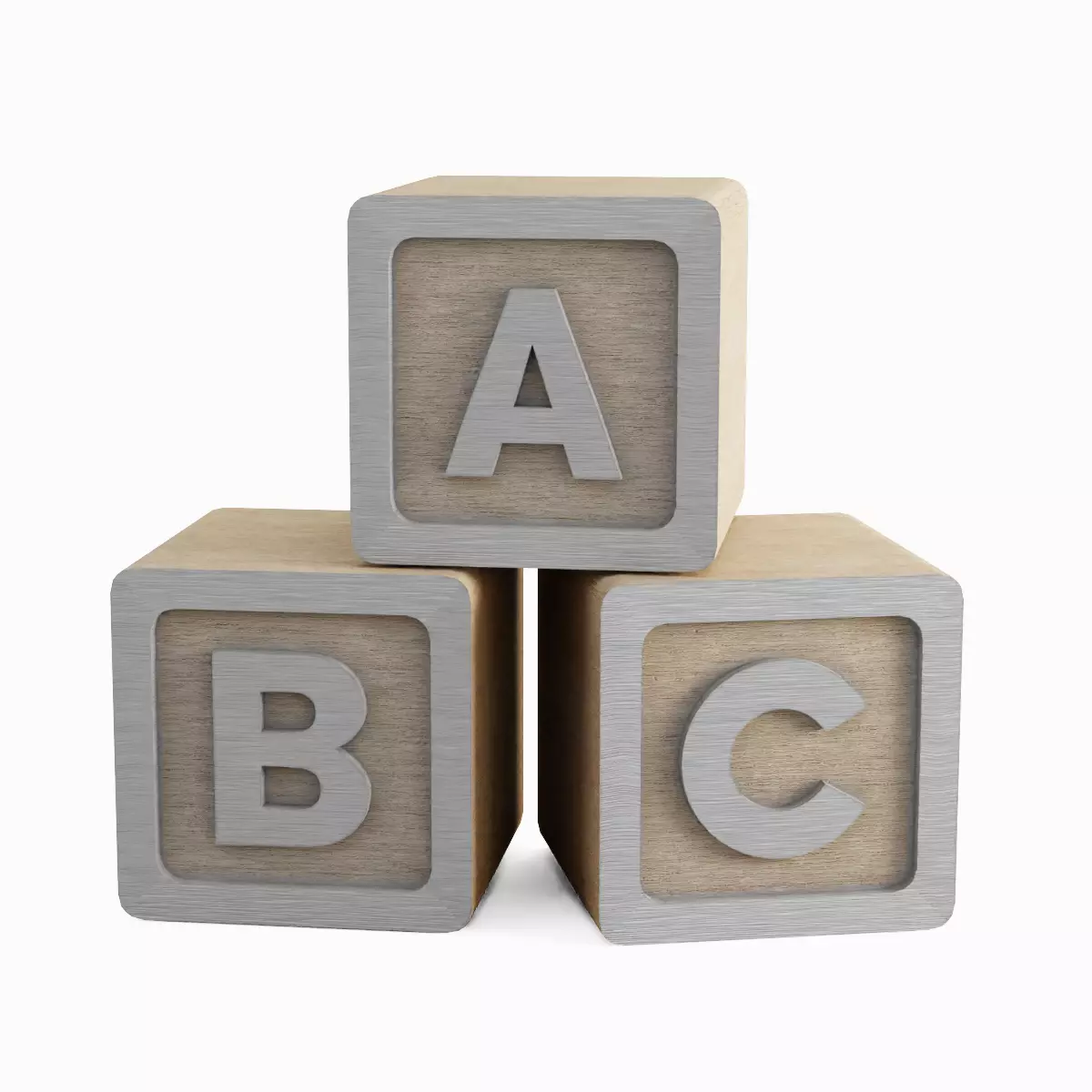 ABC Blocks Set Low-poly 3D model_7