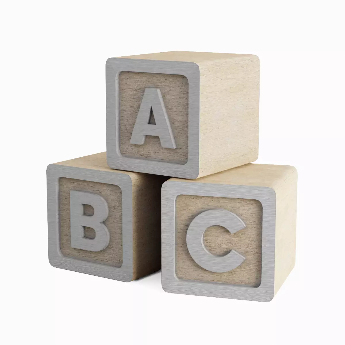 ABC Blocks Set Low-poly 3D model_9