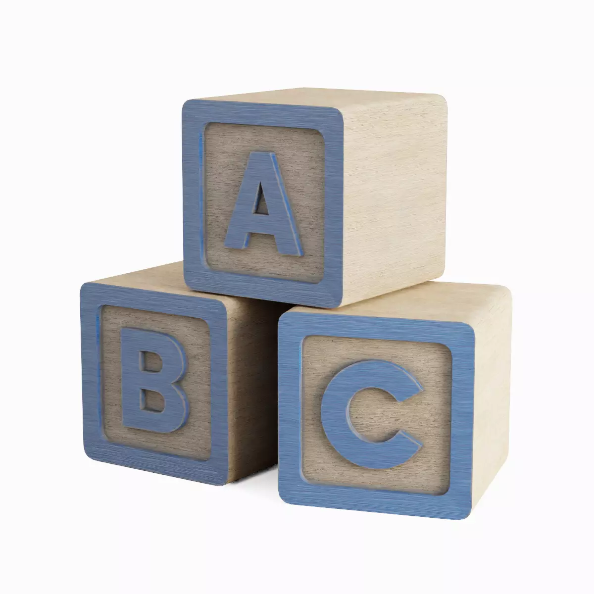 ABC Blocks Set Low-poly 3D model_1