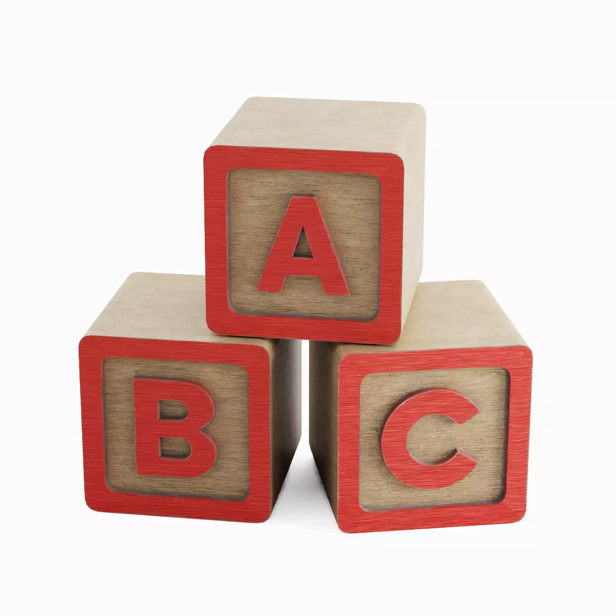 ABC Blocks Set Low-poly 3D model_17