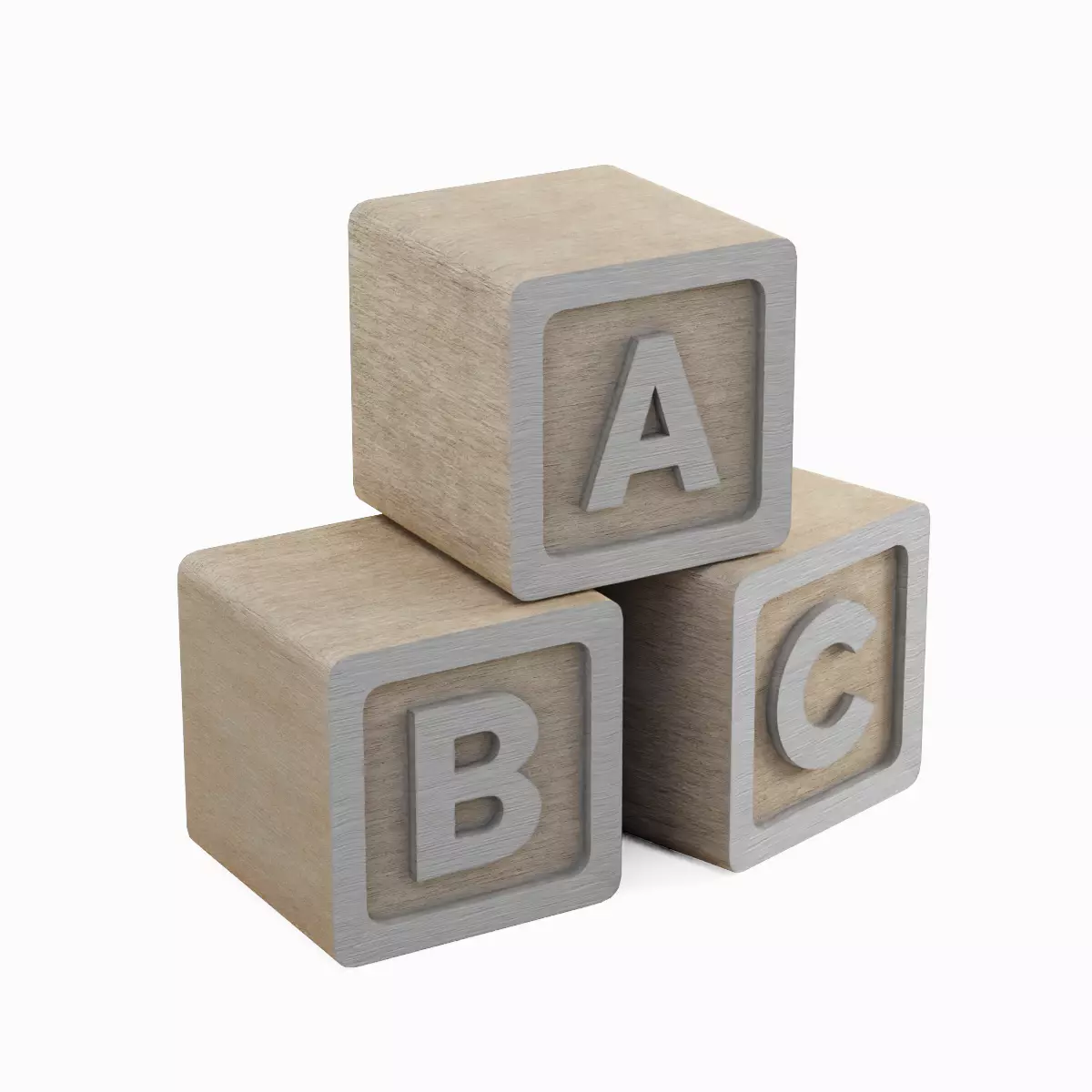 ABC Blocks Set Low-poly 3D model_11