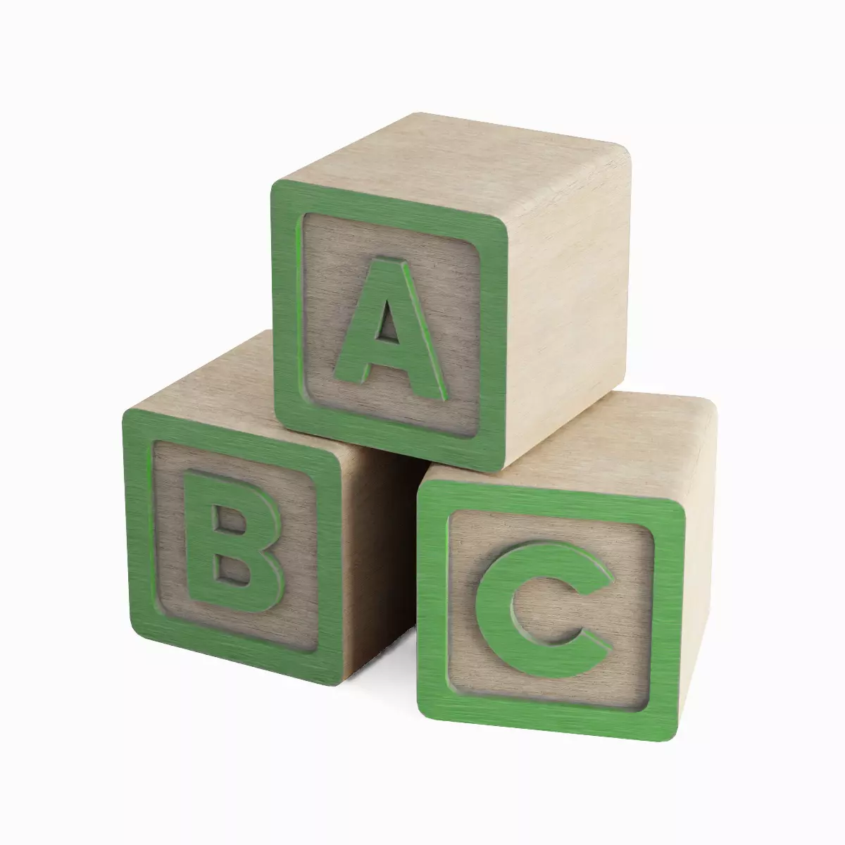 ABC Blocks Set Low-poly 3D model_28