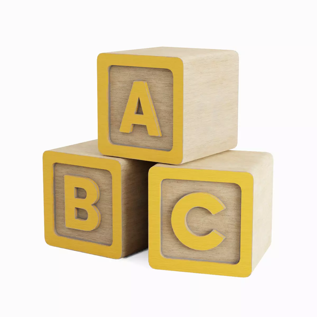ABC Blocks Set Low-poly 3D model_19