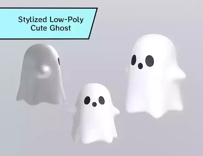 Stylized Low-Poly Cute Ghost Low-poly 3D model