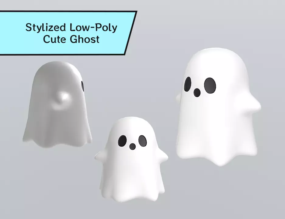 Stylized Low-Poly Cute Ghost Low-poly 3D model_0