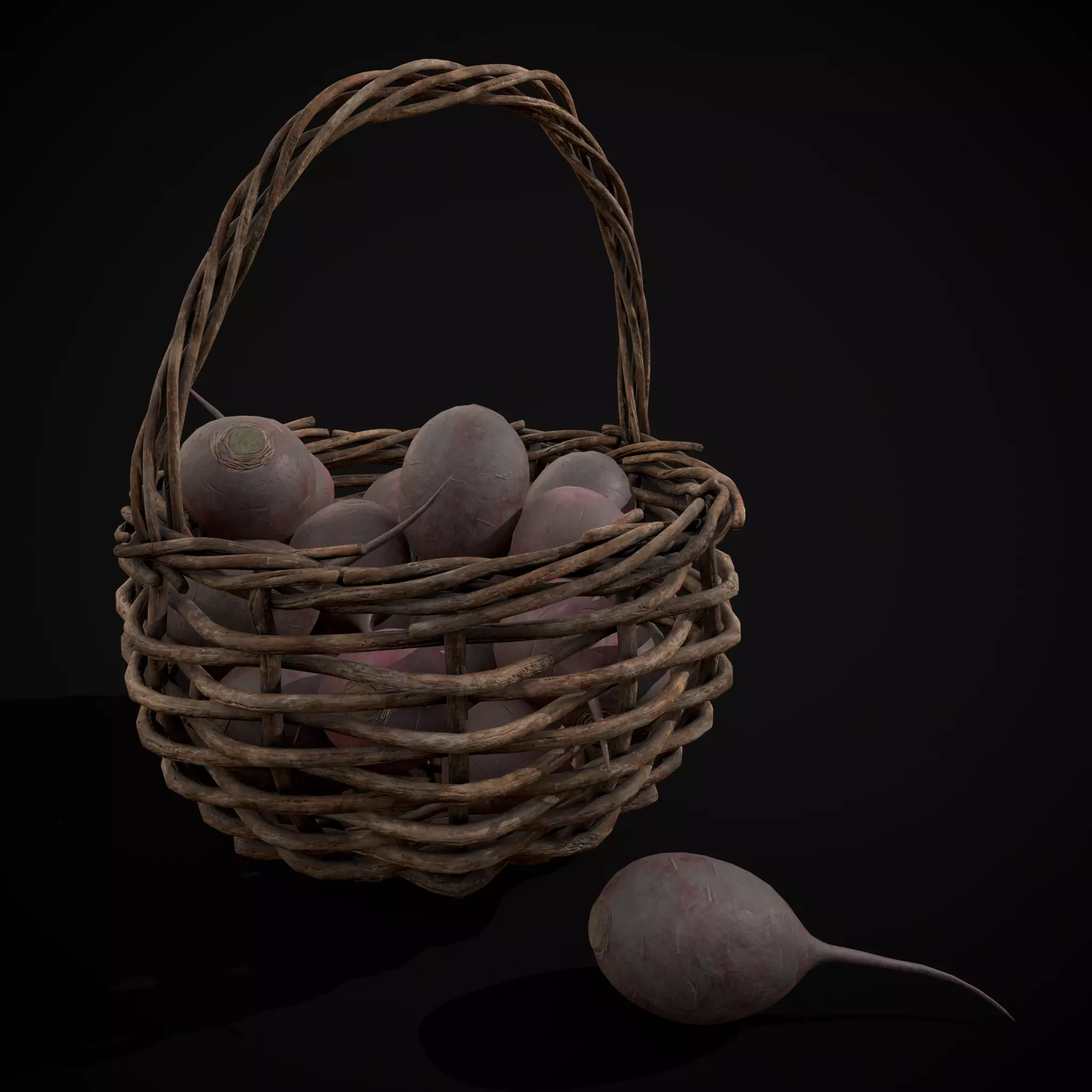 Basket of Beets Low-poly 3D model_3