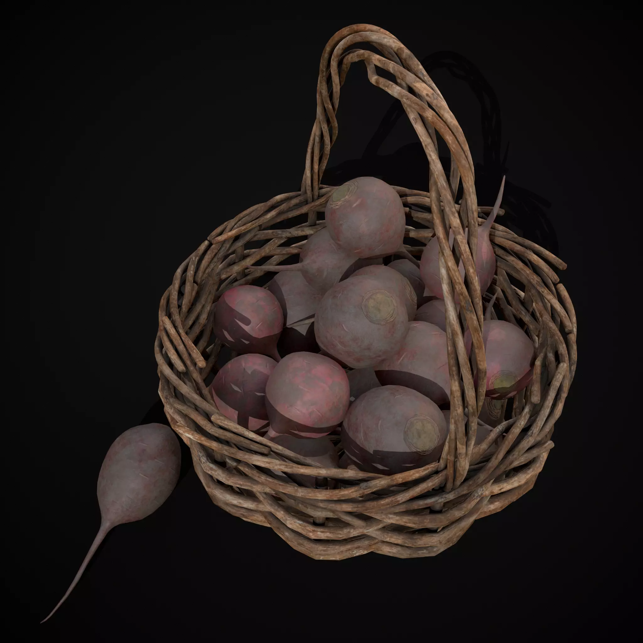 Basket of Beets Low-poly 3D model_15