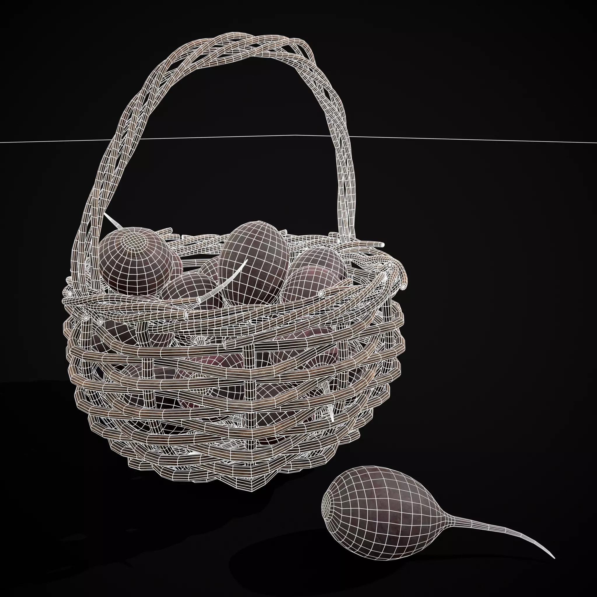 Basket of Beets Low-poly 3D model_4