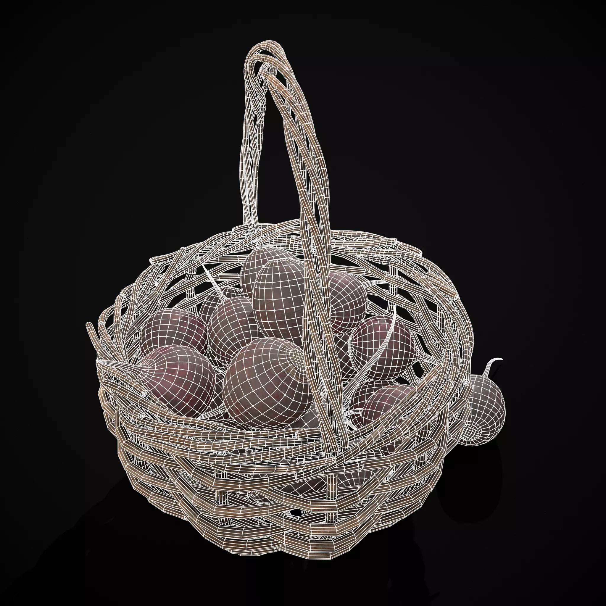 Basket of Beets Low-poly 3D model_10