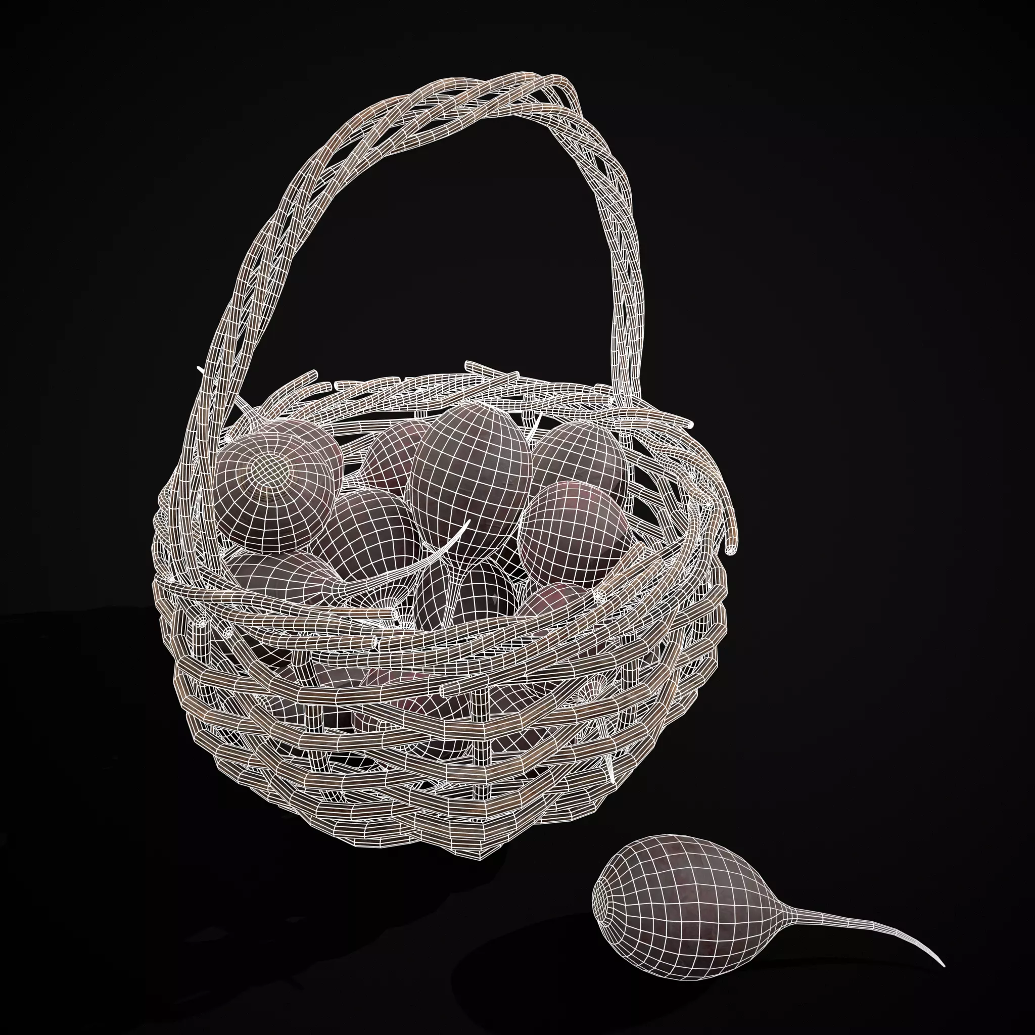 Basket of Beets Low-poly 3D model_20