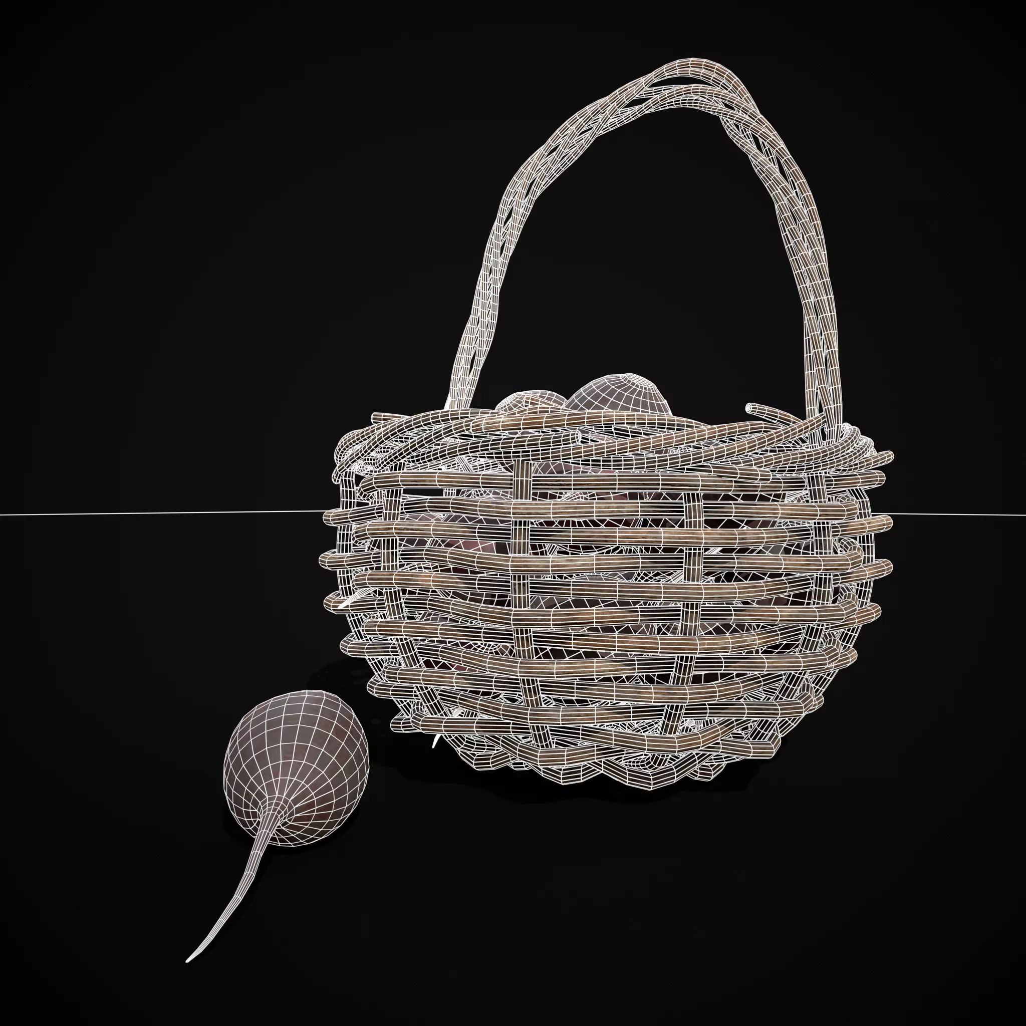 Basket of Beets Low-poly 3D model_6