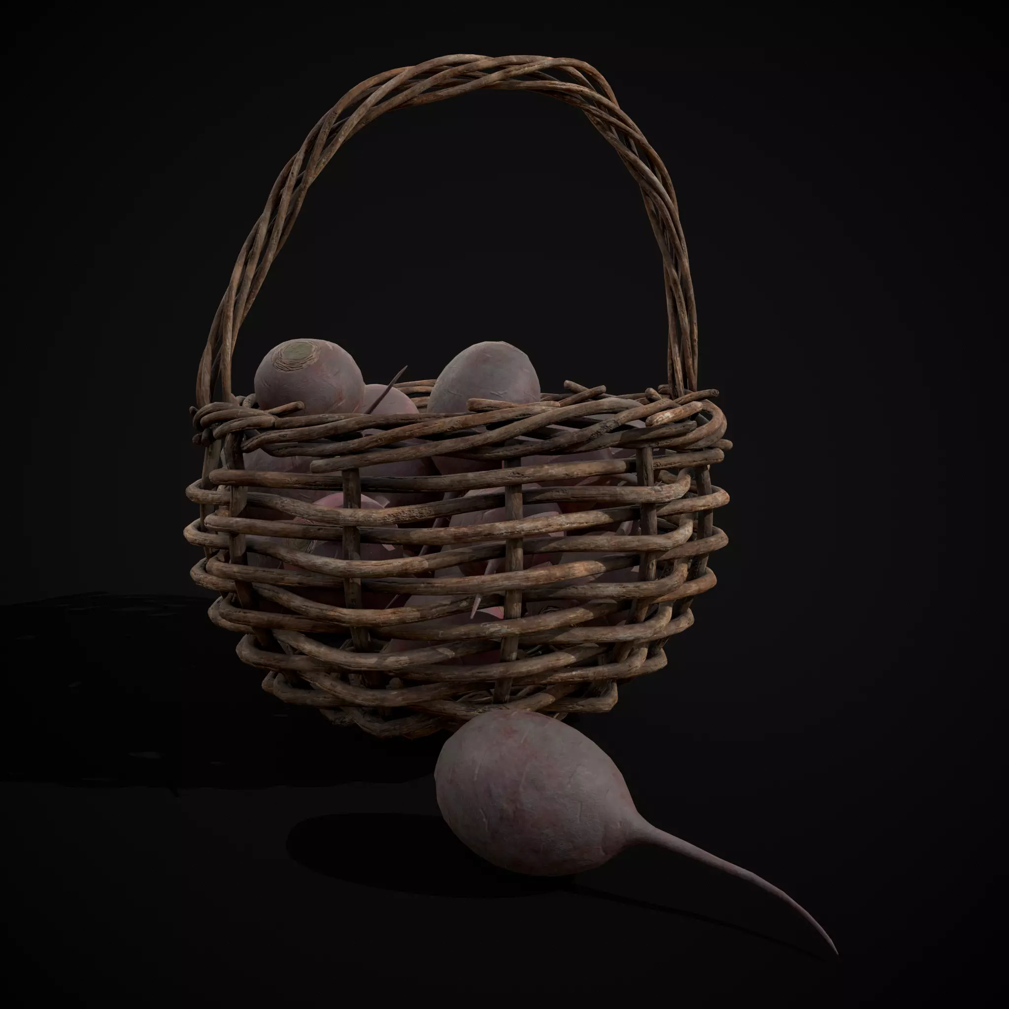 Basket of Beets Low-poly 3D model_17