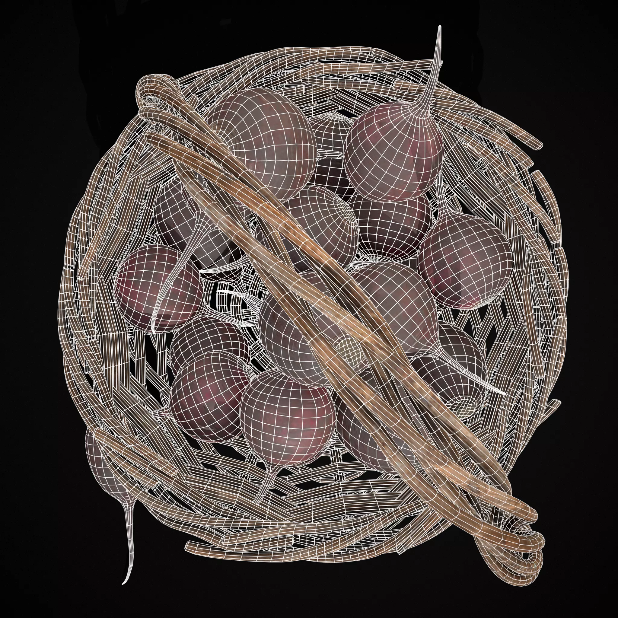 Basket of Beets Low-poly 3D model_14