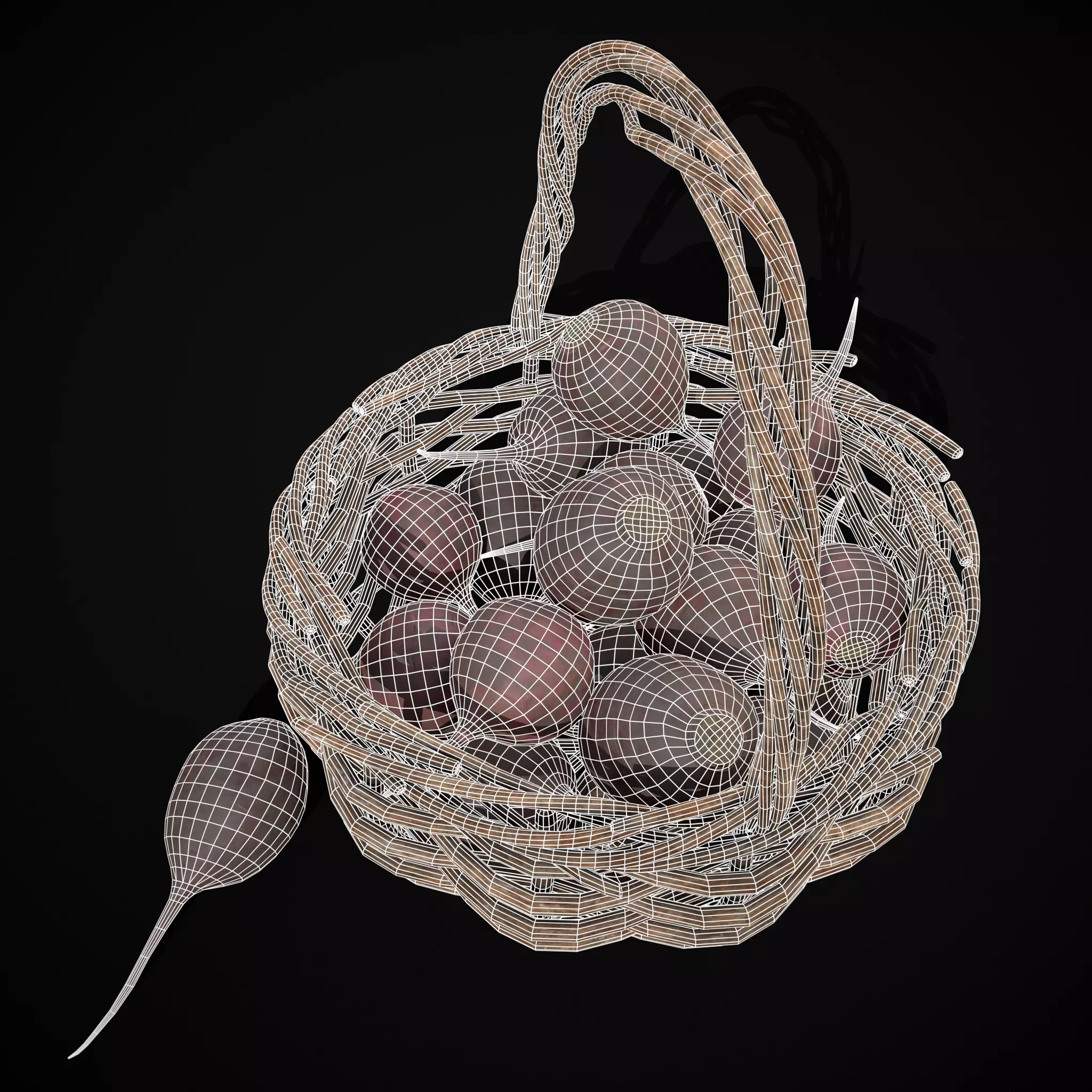 Basket of Beets Low-poly 3D model_16