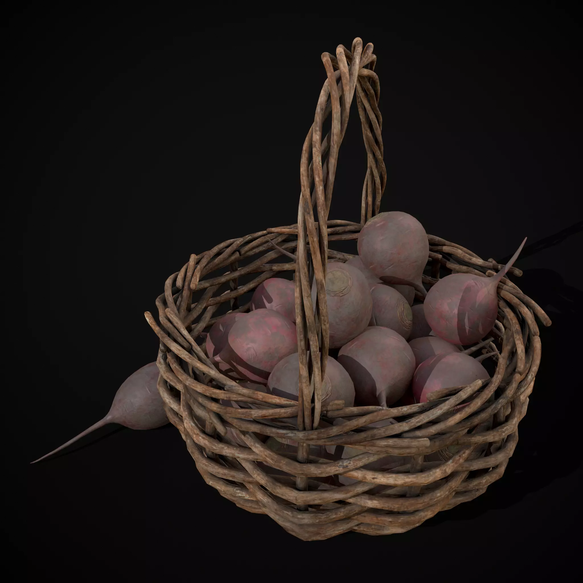 Basket of Beets Low-poly 3D model_7