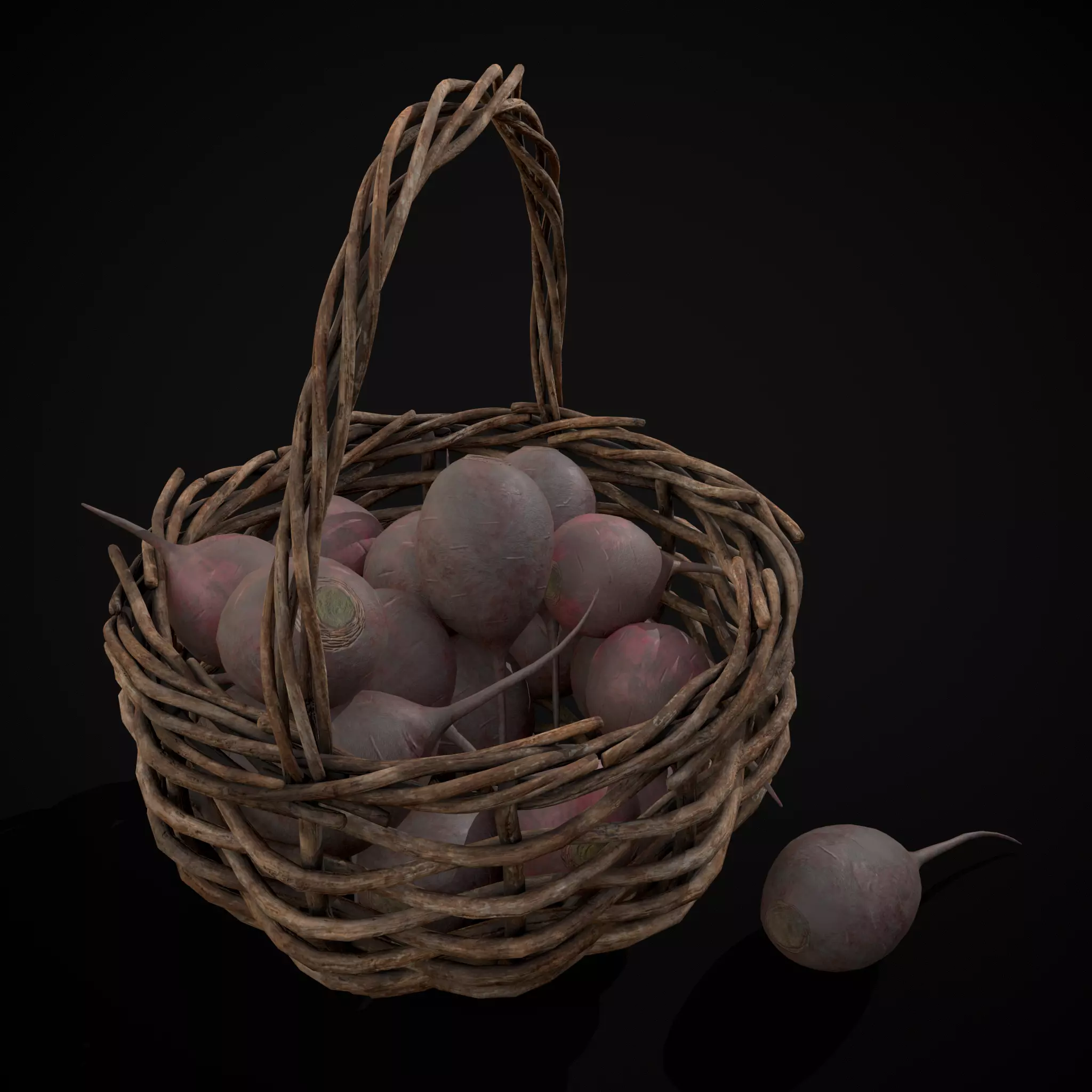Basket of Beets Low-poly 3D model_0