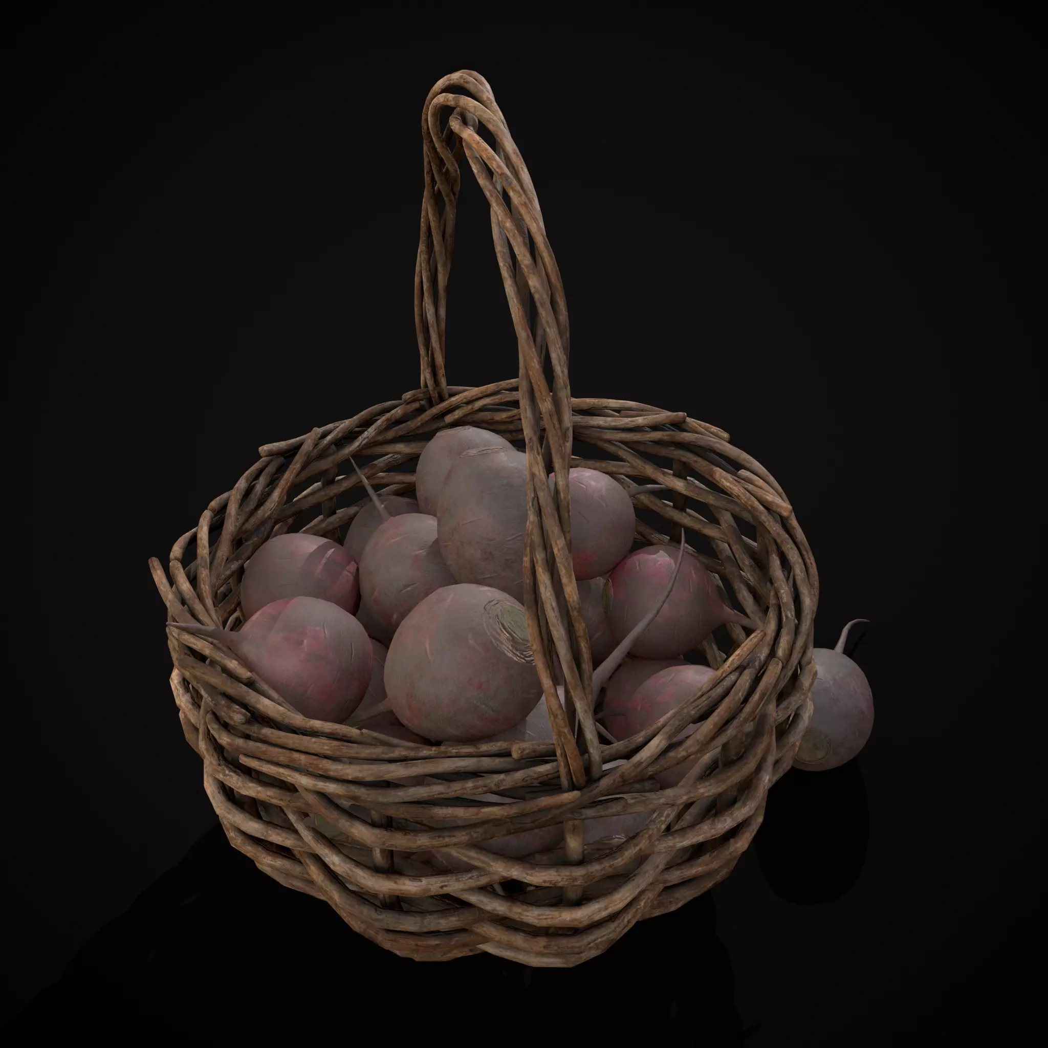 Basket of Beets Low-poly 3D model_9