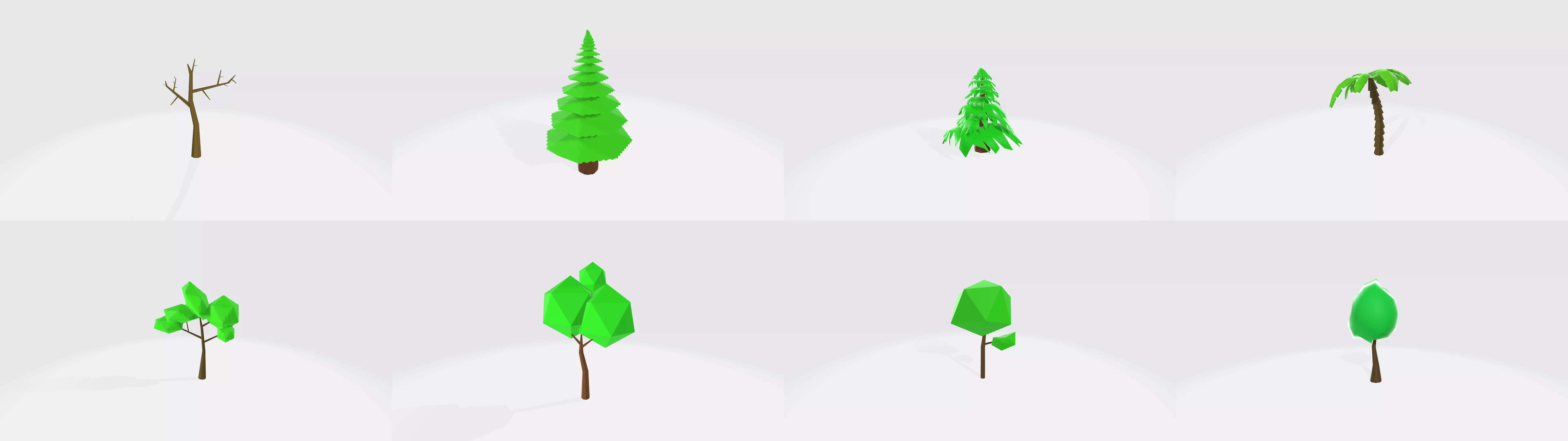 Low Poly Tree Pack 8 Game Ready 3D Models FBX OBJ  GLTF Low-poly 3D model_0