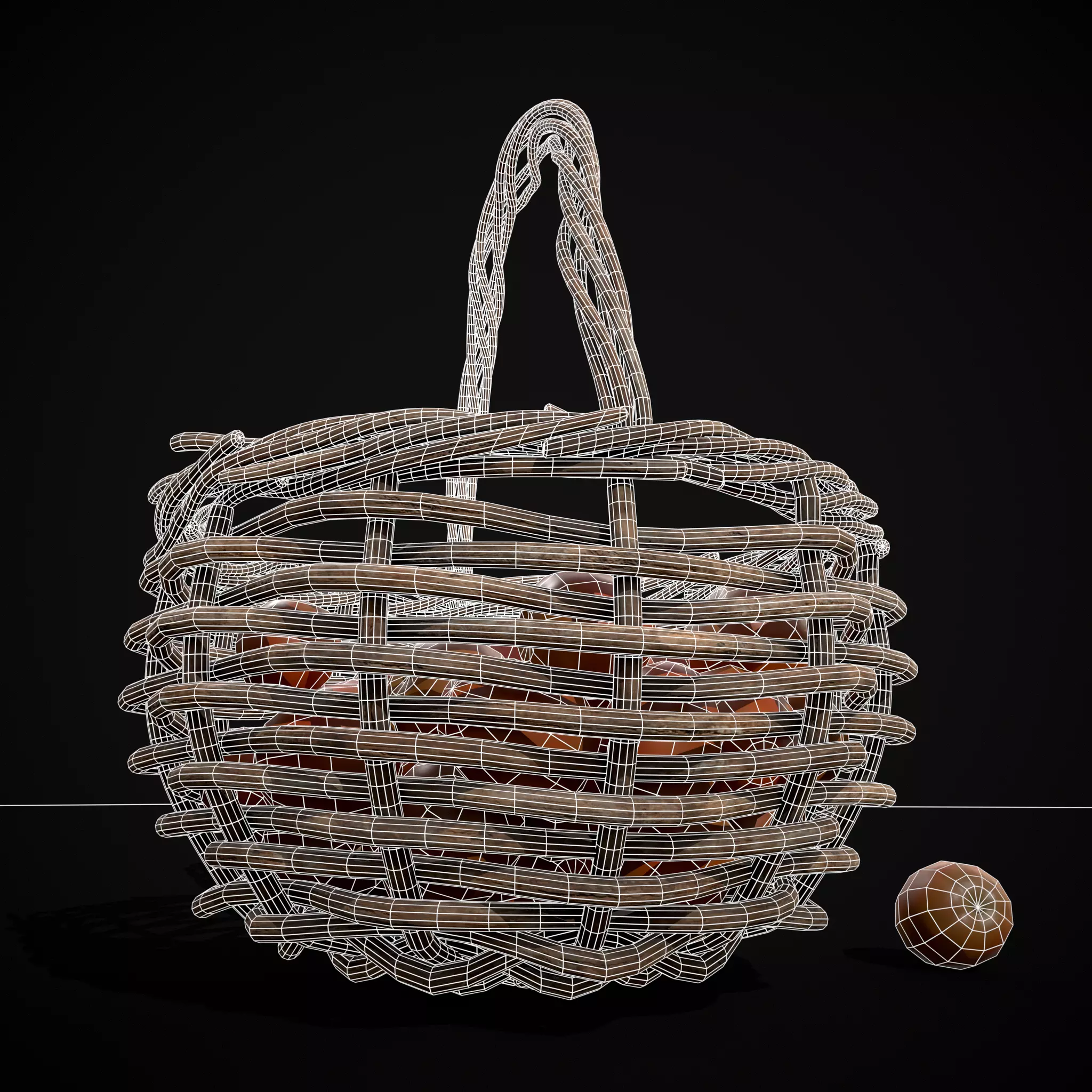 Basket of Tomatoes Low-poly 3D model_8