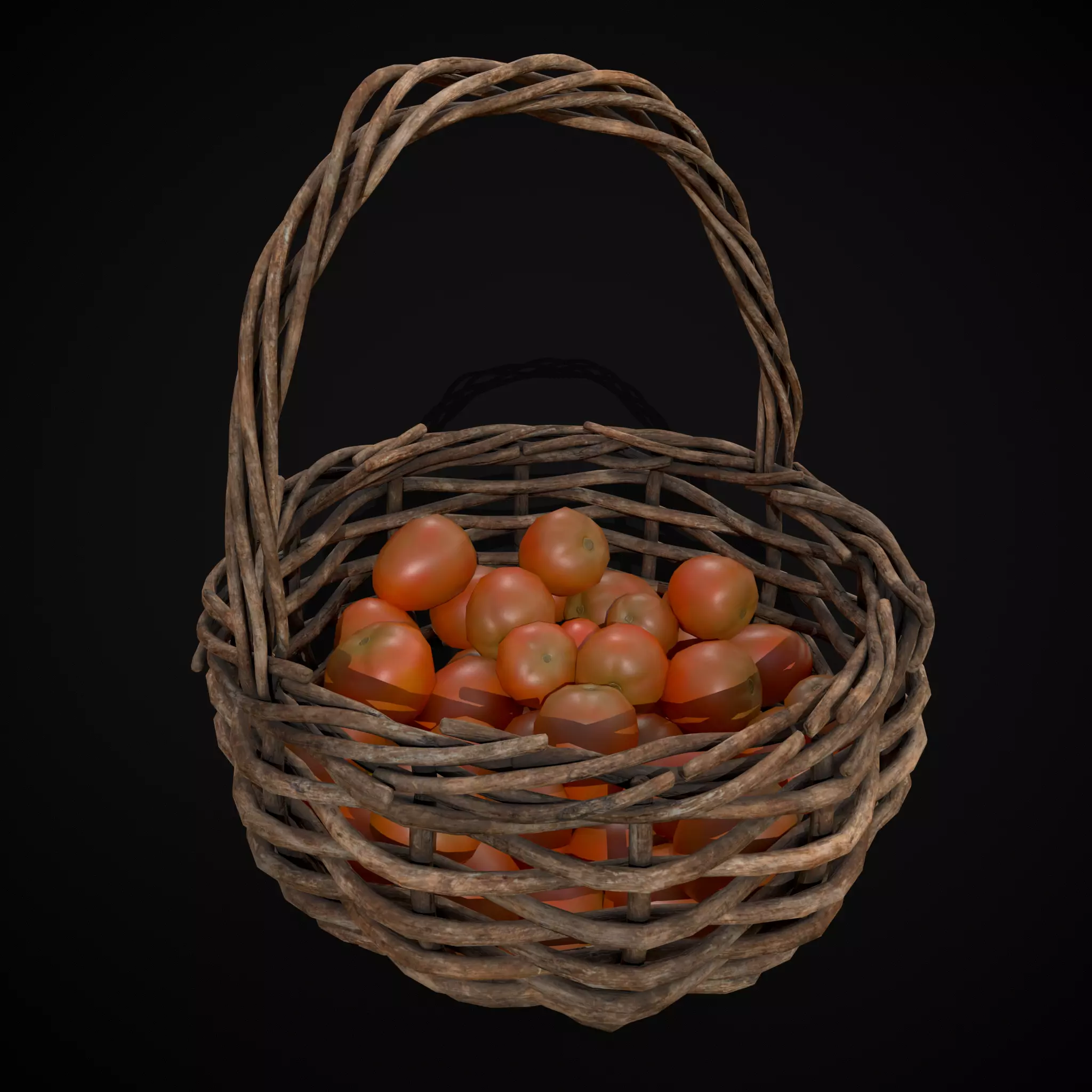 Basket of Tomatoes Low-poly 3D model_0