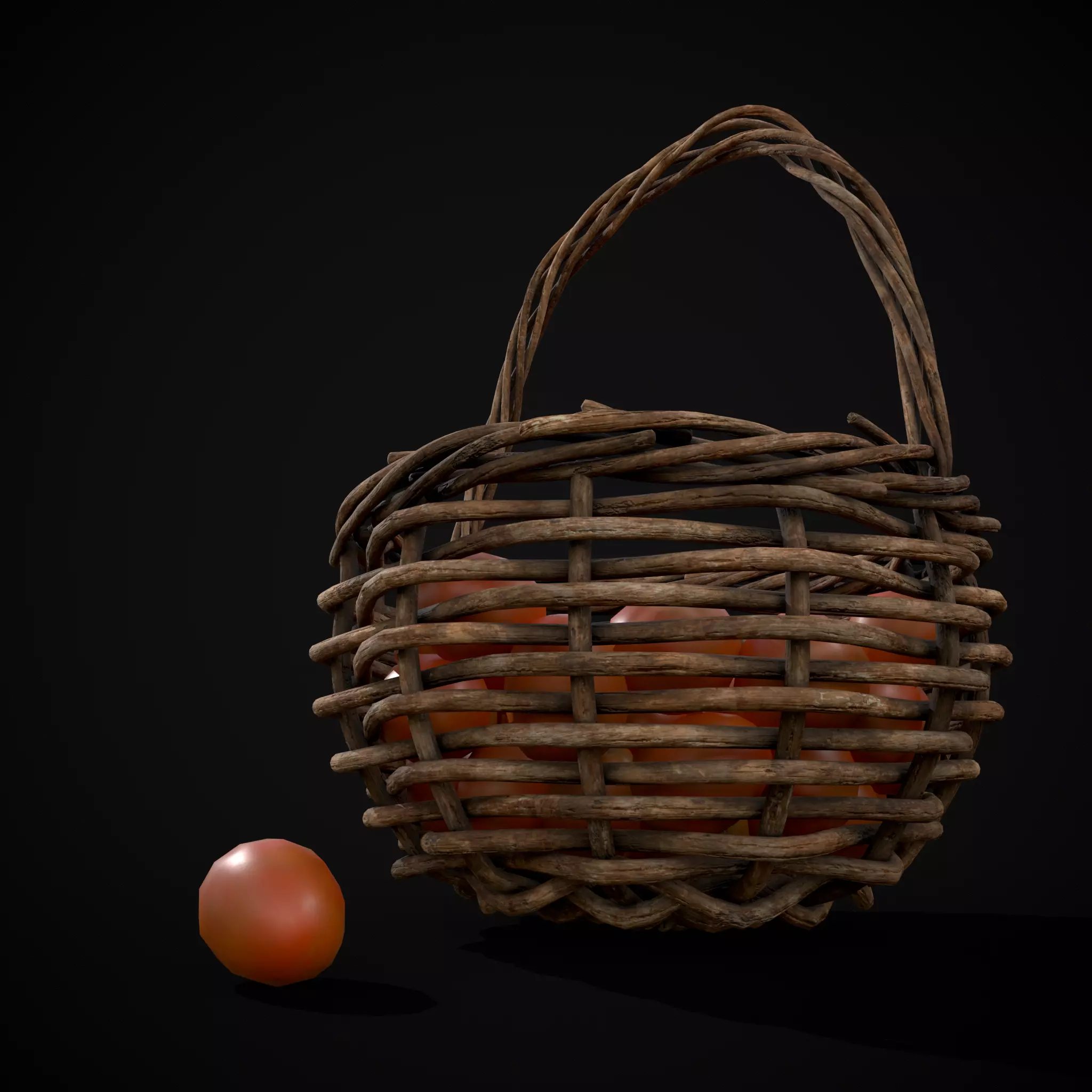 Basket of Tomatoes Low-poly 3D model_13