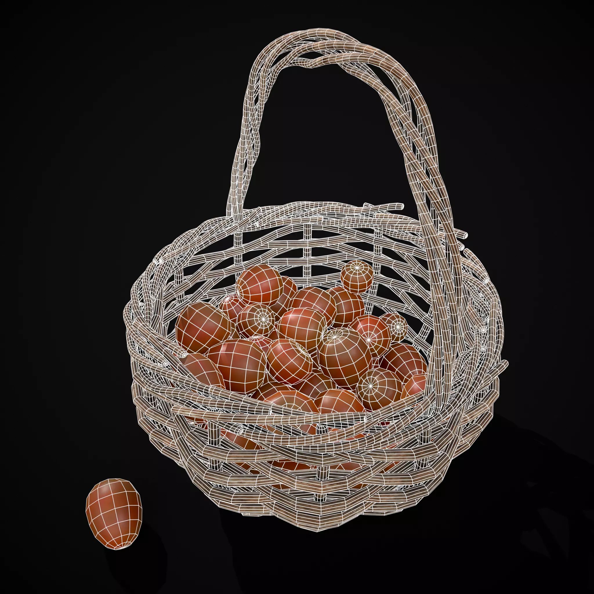 Basket of Tomatoes Low-poly 3D model_6