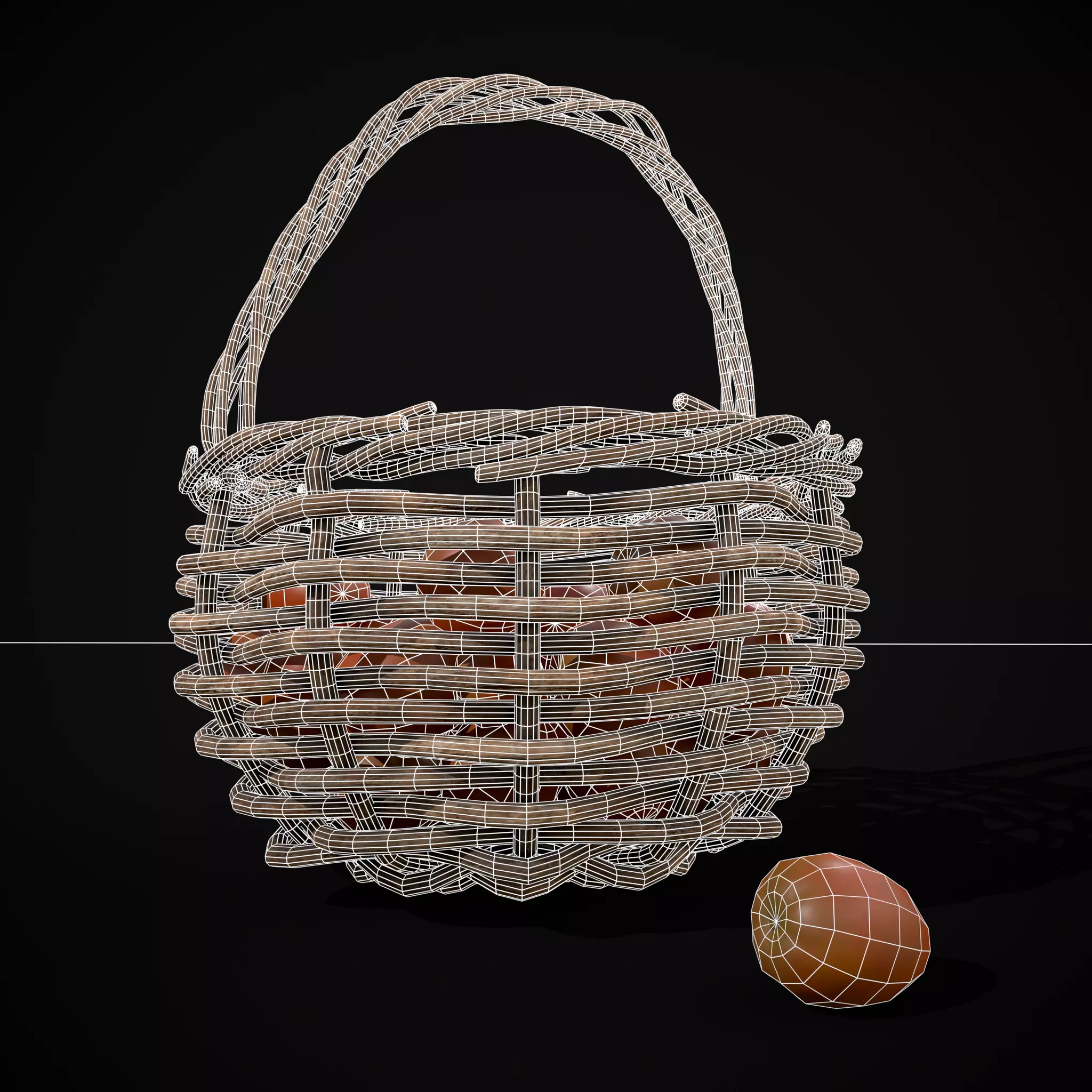 Basket of Tomatoes Low-poly 3D model_4
